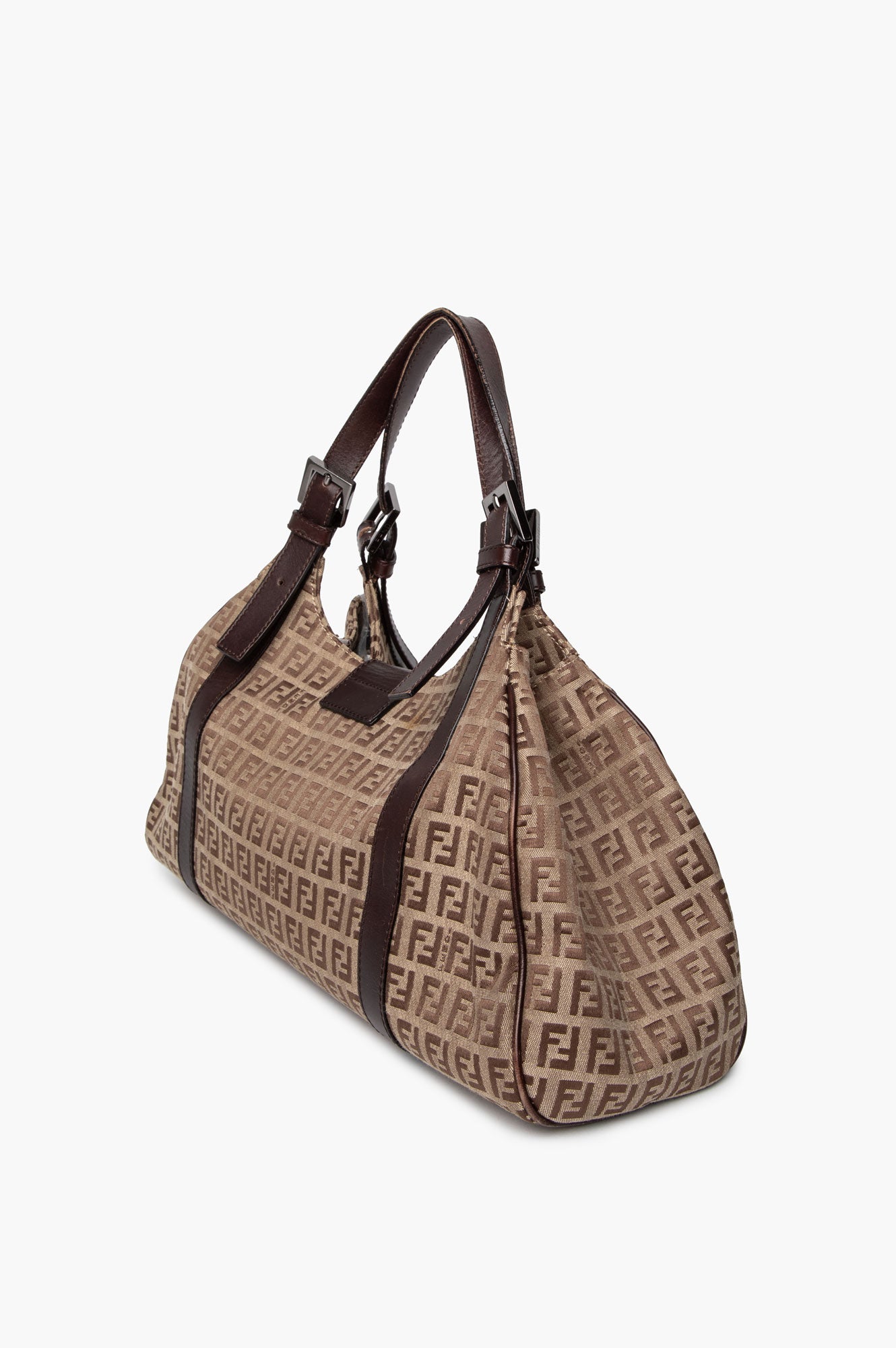 Fendi Zucchino Brown Canvas Shoulder Bag