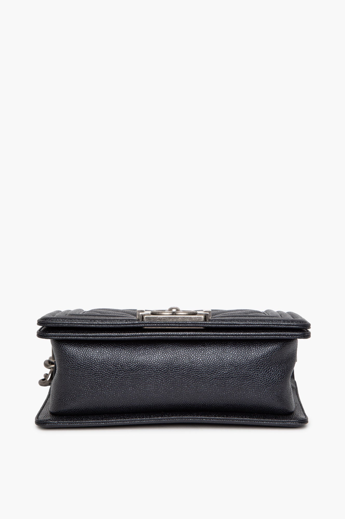 Chanel Black Chevron Caviar Small Boy Flap Bag