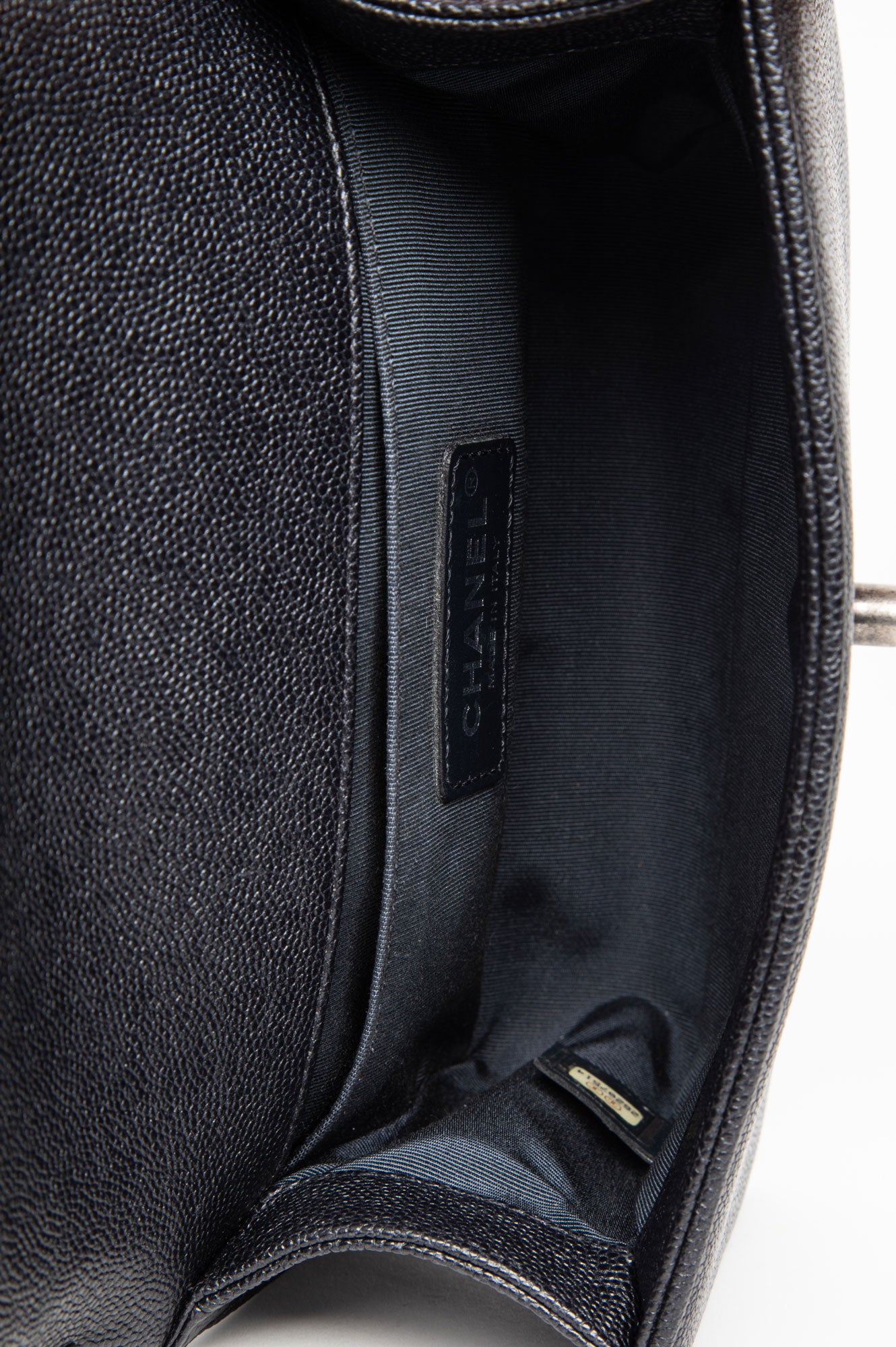 Chanel Black Chevron Caviar Small Boy Flap Bag