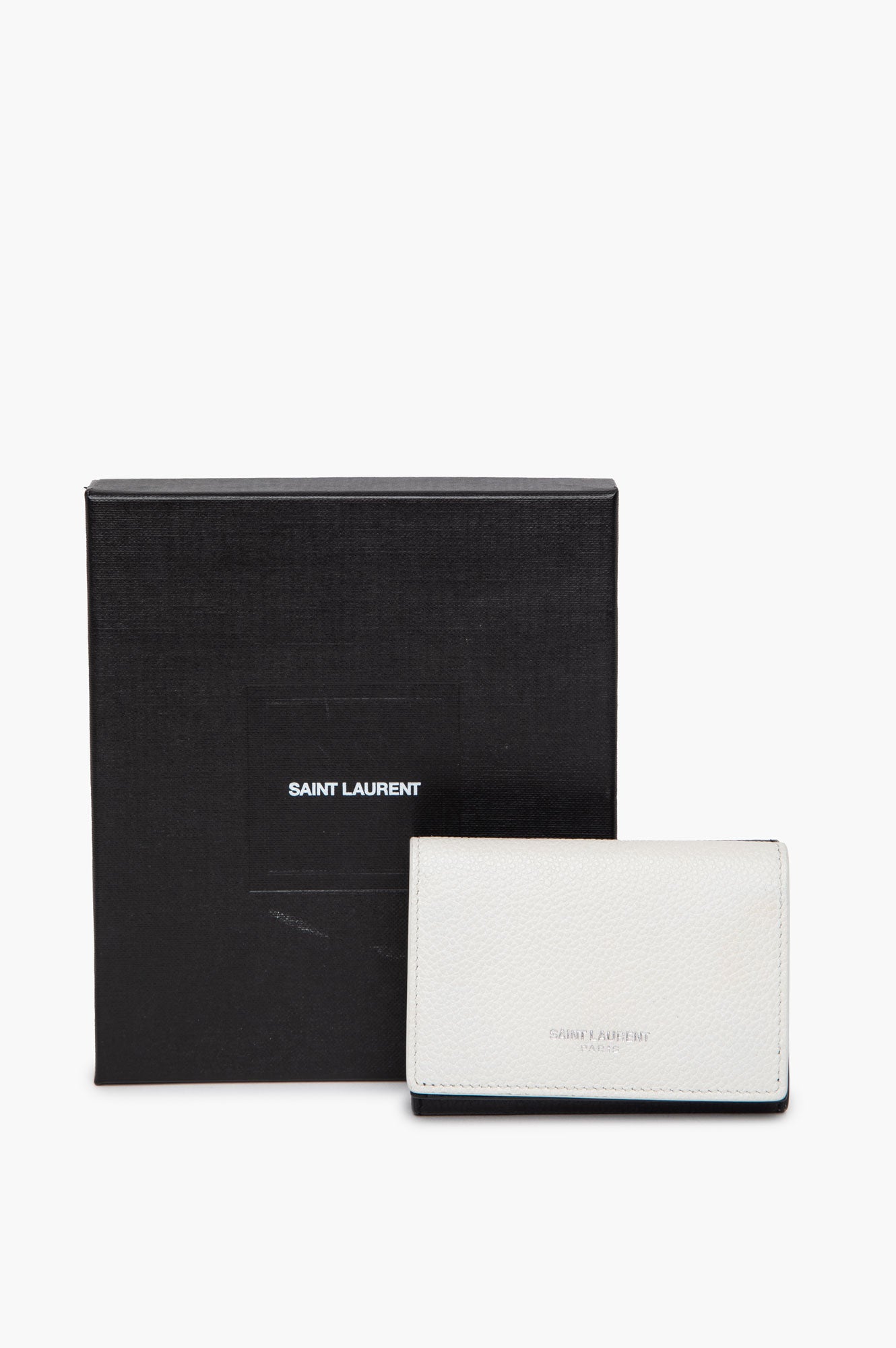 Saint Laurent White/Black Trifold Wallet