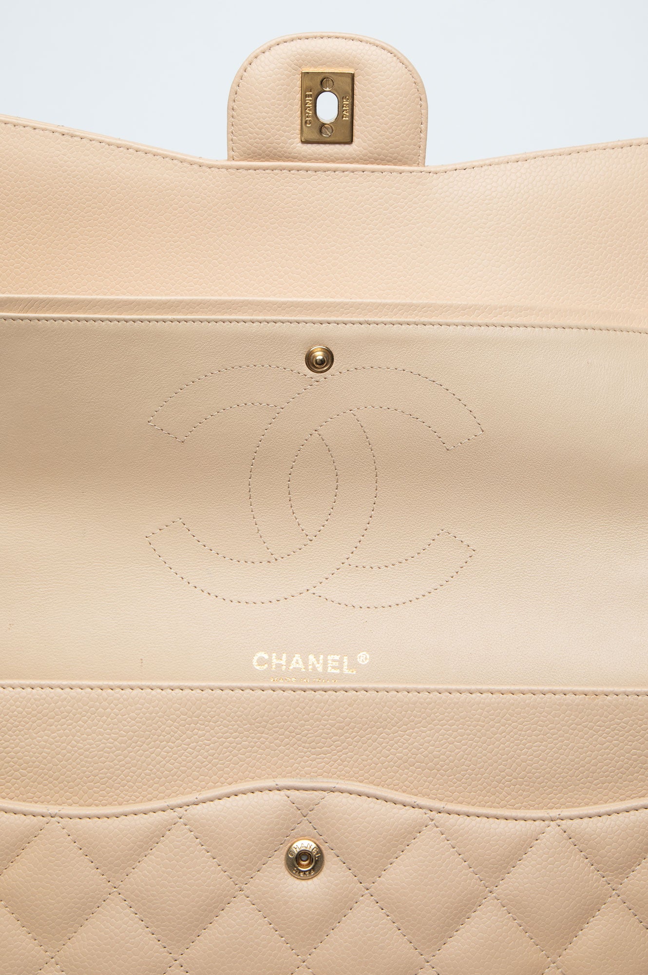 Chanel Beige Caviar Jumbo Classic Double Flap Bag