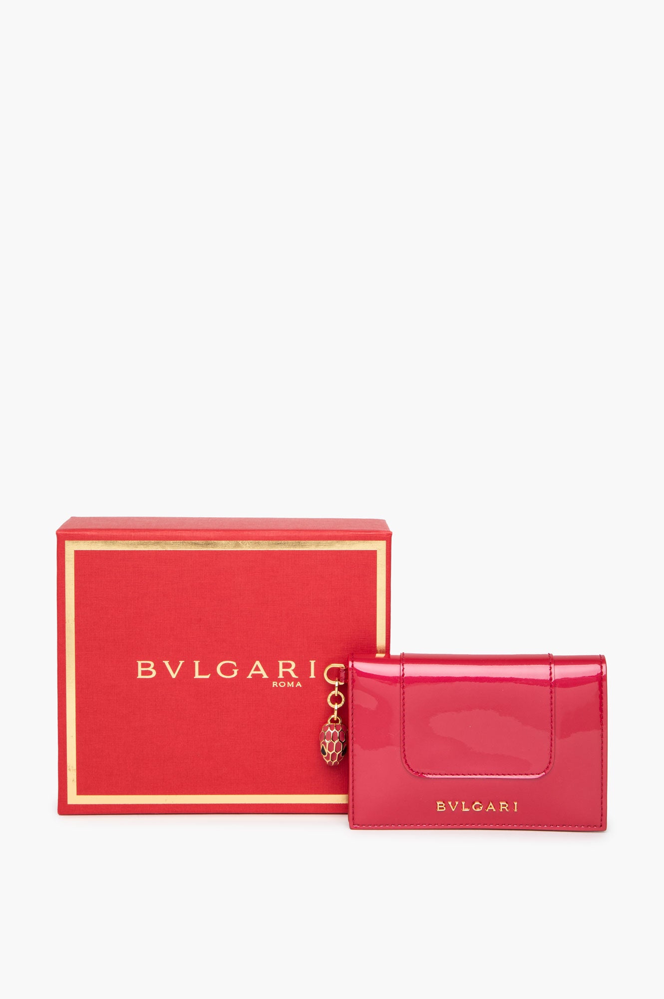 Bvlgari Pink Patent Serpenti Forever Bi-fold Wallet