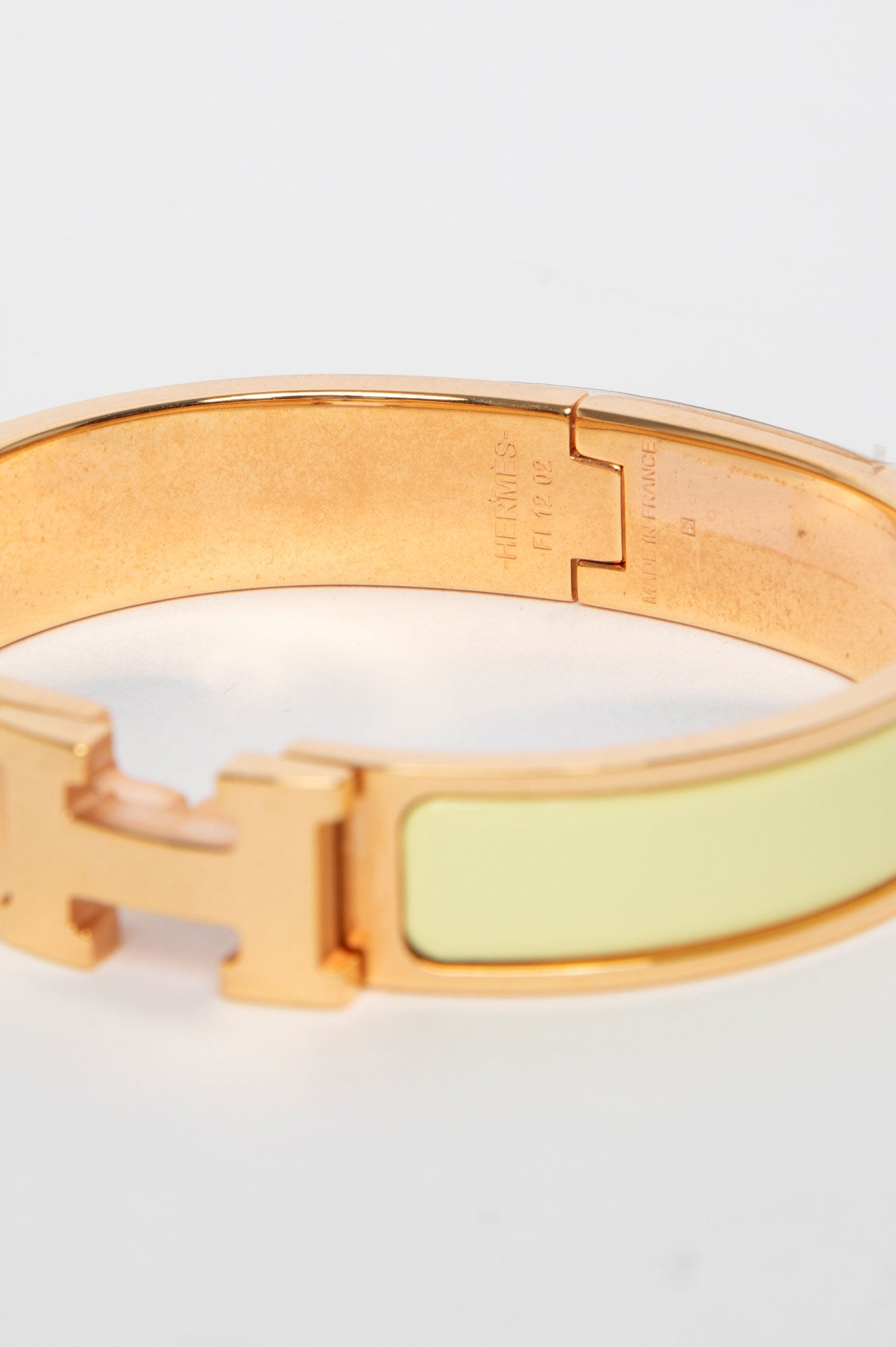 Hermes Clic H Jaune Citron Enamel Bracelet Size PM