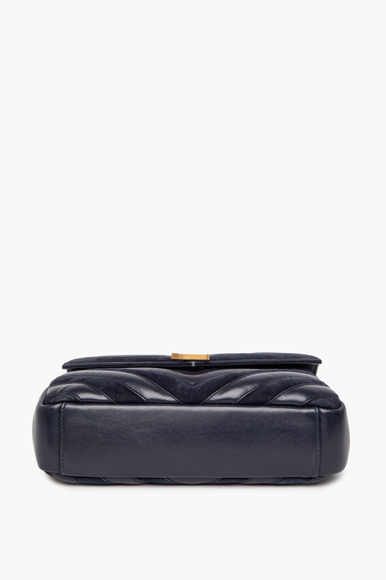Saint Laurent Medium Navy Leather and Suede College Monogram Satchel