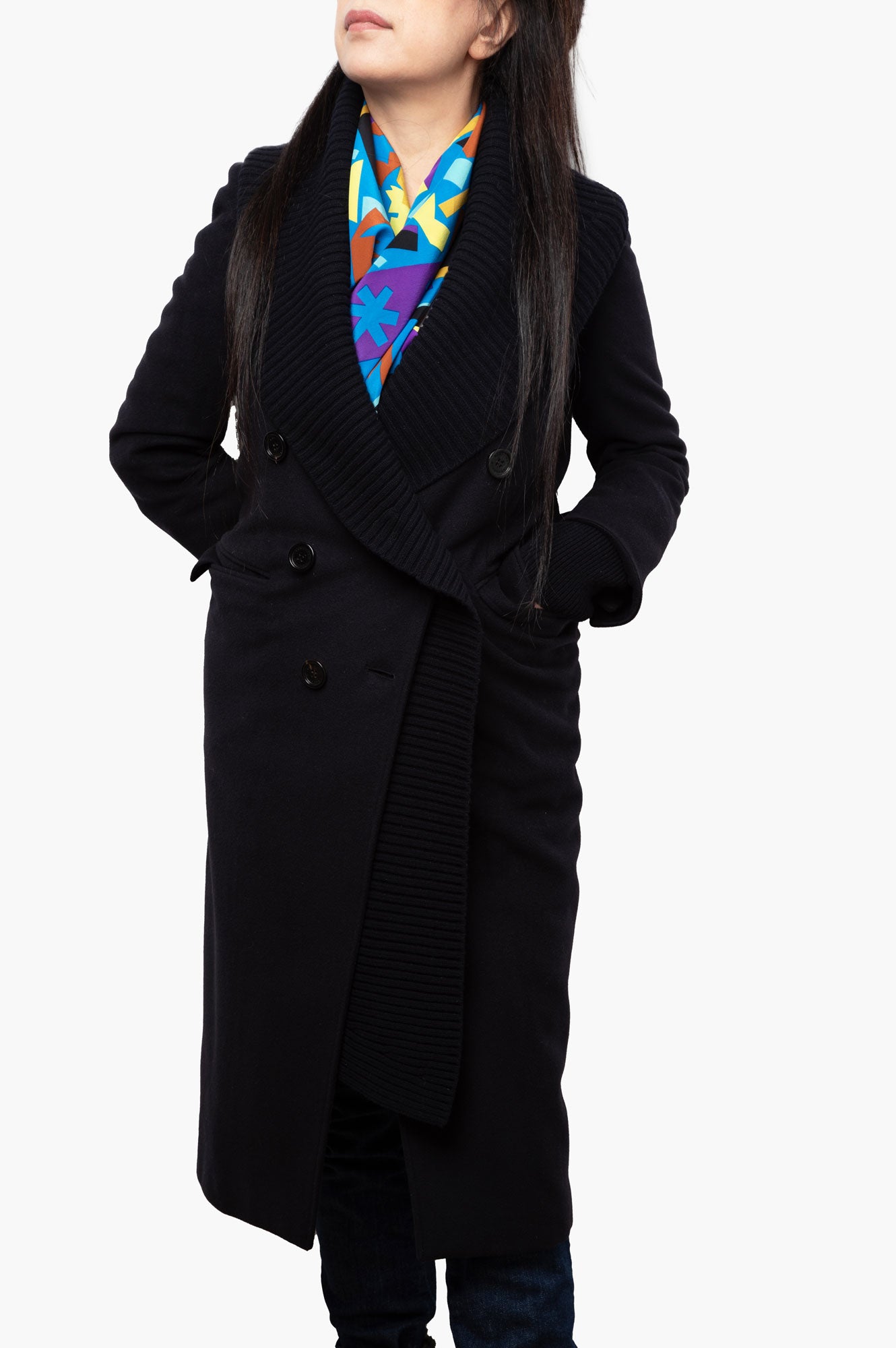Burberry Black Wool Double Breast Coat Size 2