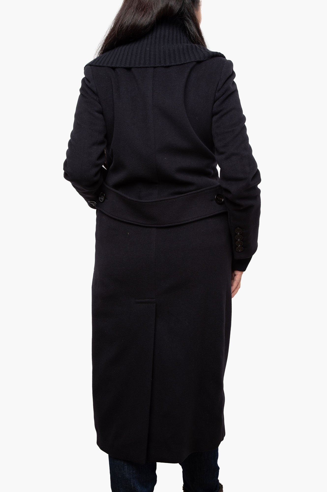 Burberry Black Wool Double Breast Coat Size 2