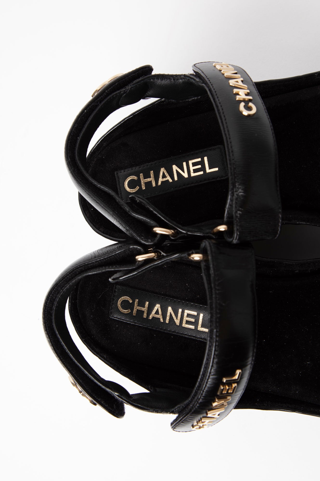Chanel Black Quilted CC Logo Wedge Sandals Size 39