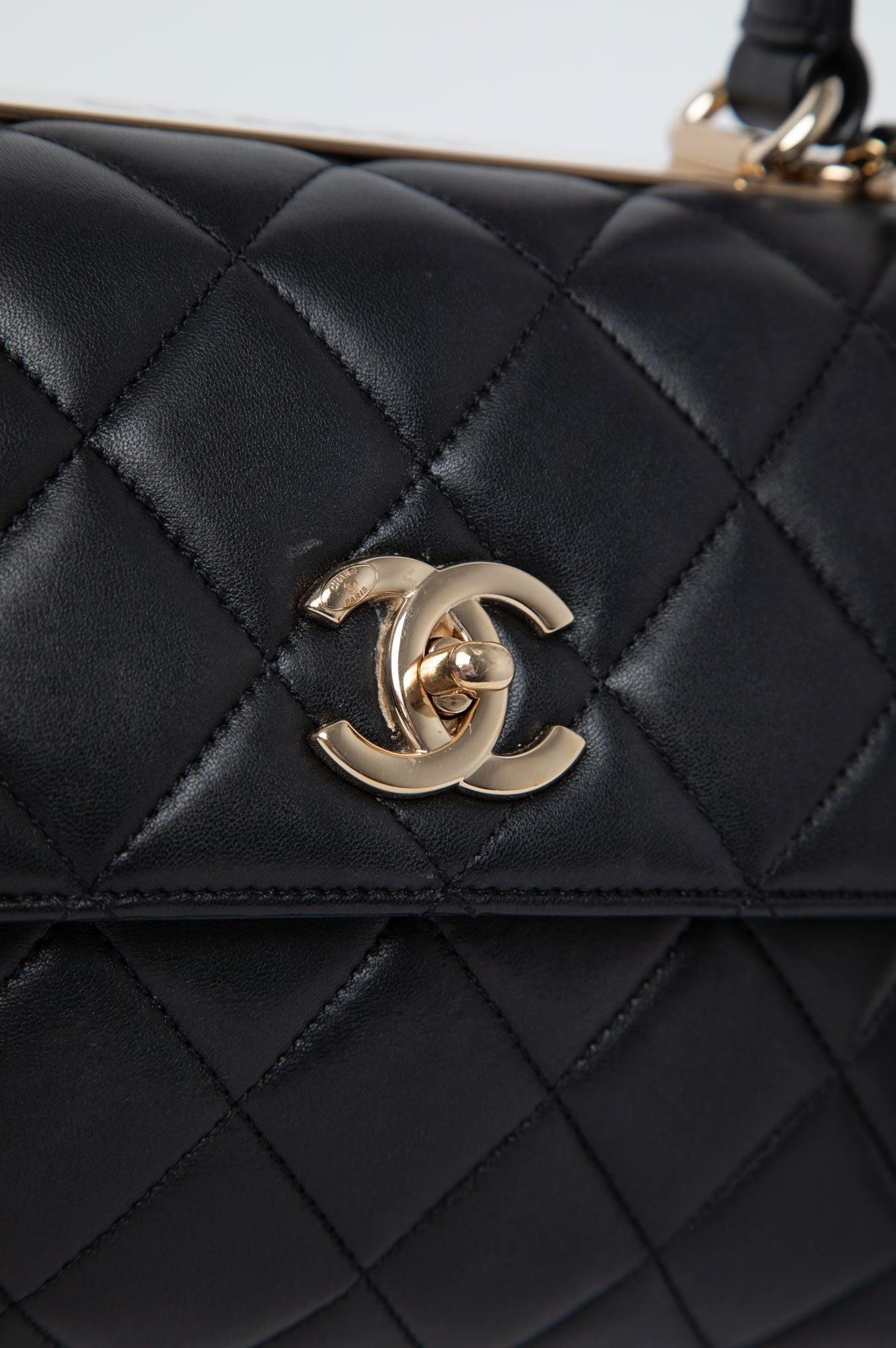 Chanel Black Lambskin Trendy CC Top Handle Bag