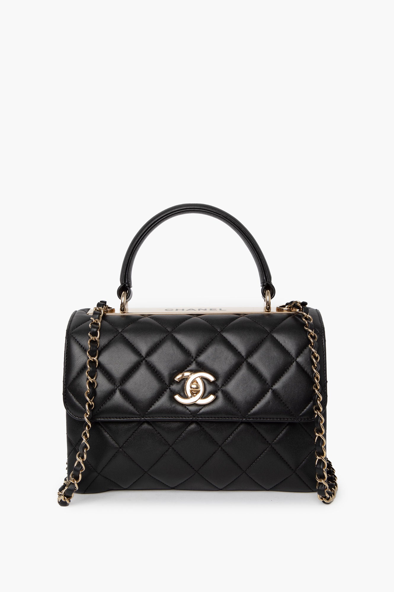 Chanel Black Lambskin Trendy CC Top Handle Bag