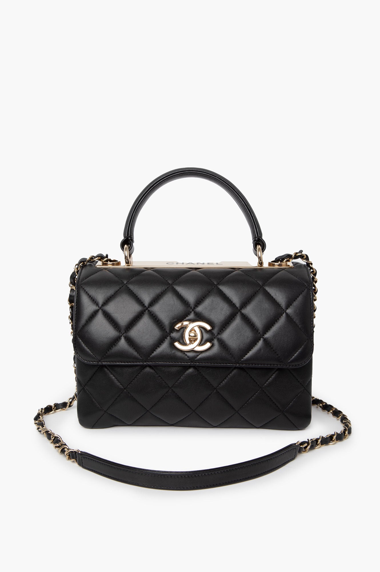 Chanel Black Lambskin Trendy CC Top Handle Bag