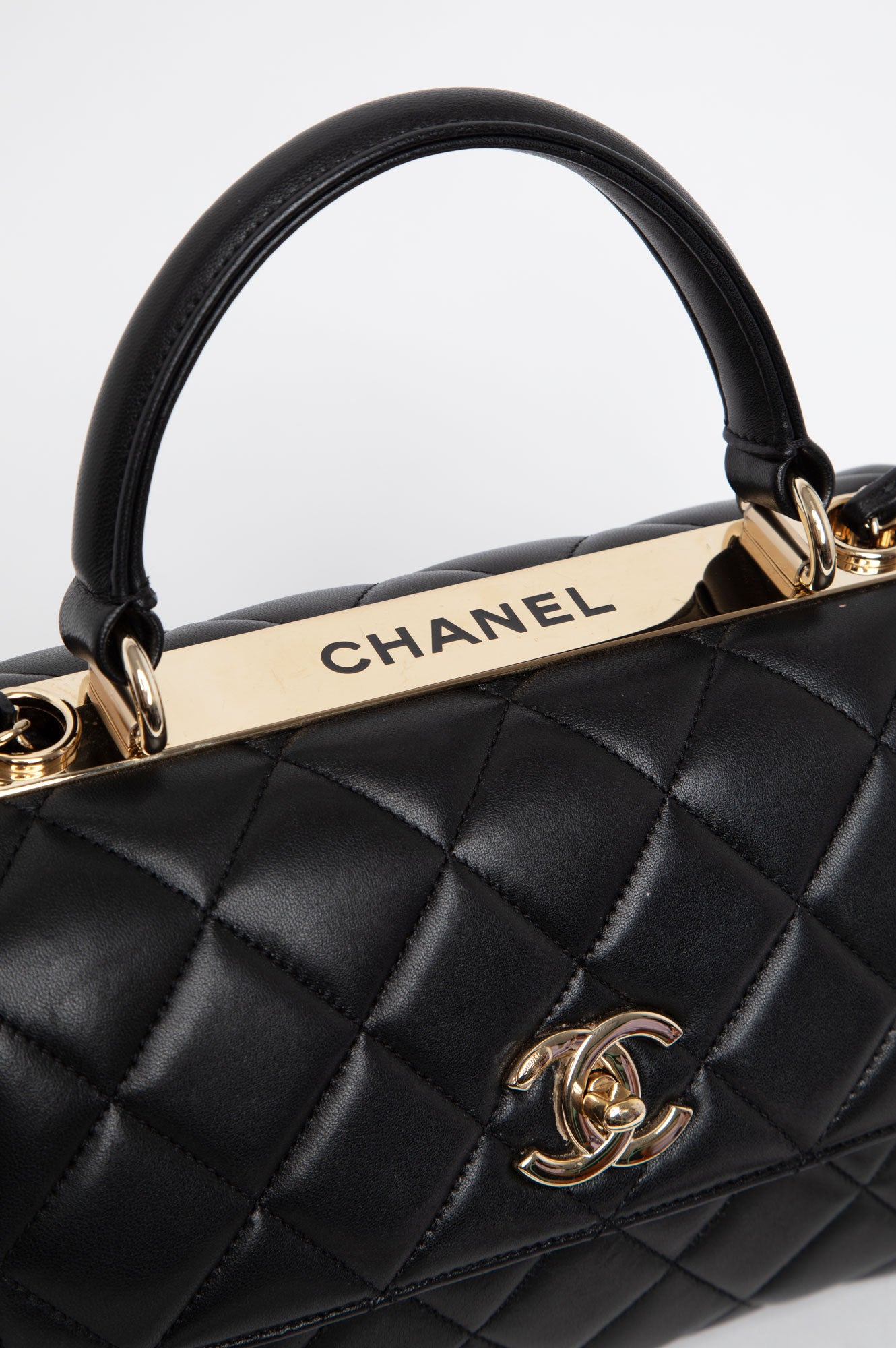 Chanel Black Lambskin Trendy CC Top Handle Bag