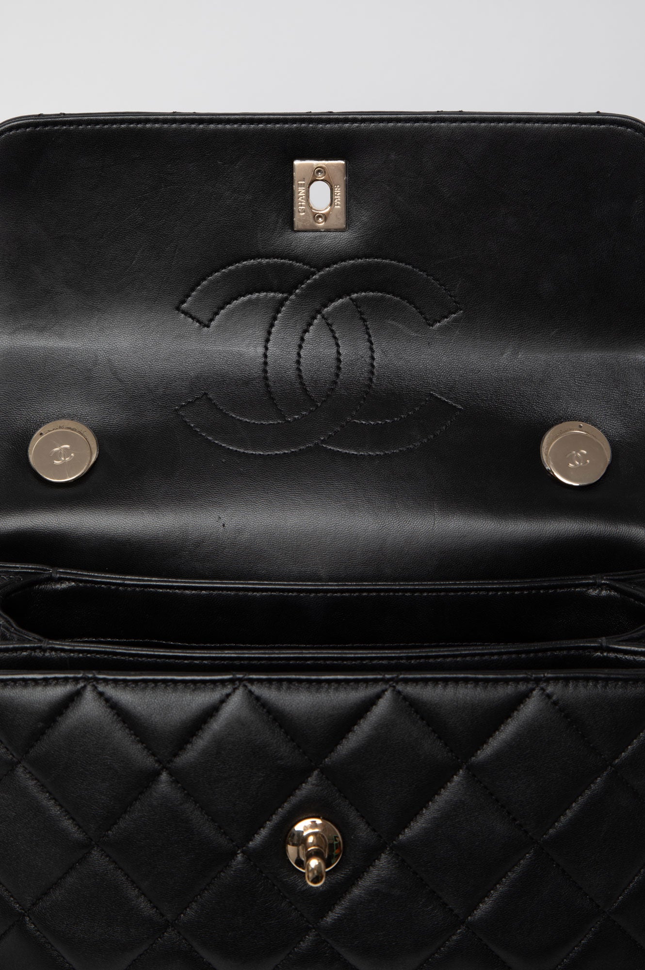 Chanel Black Lambskin Trendy CC Top Handle Bag