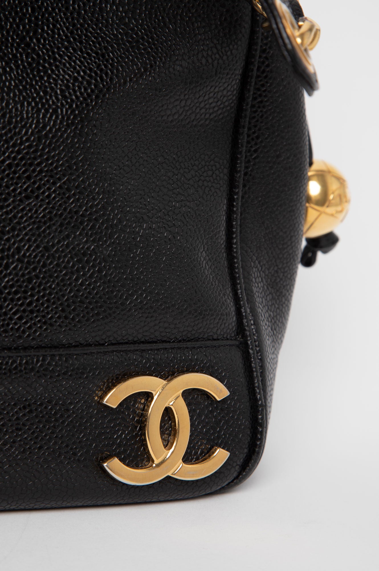 Chanel Black Caviar Triple CC Logo Tote Bag