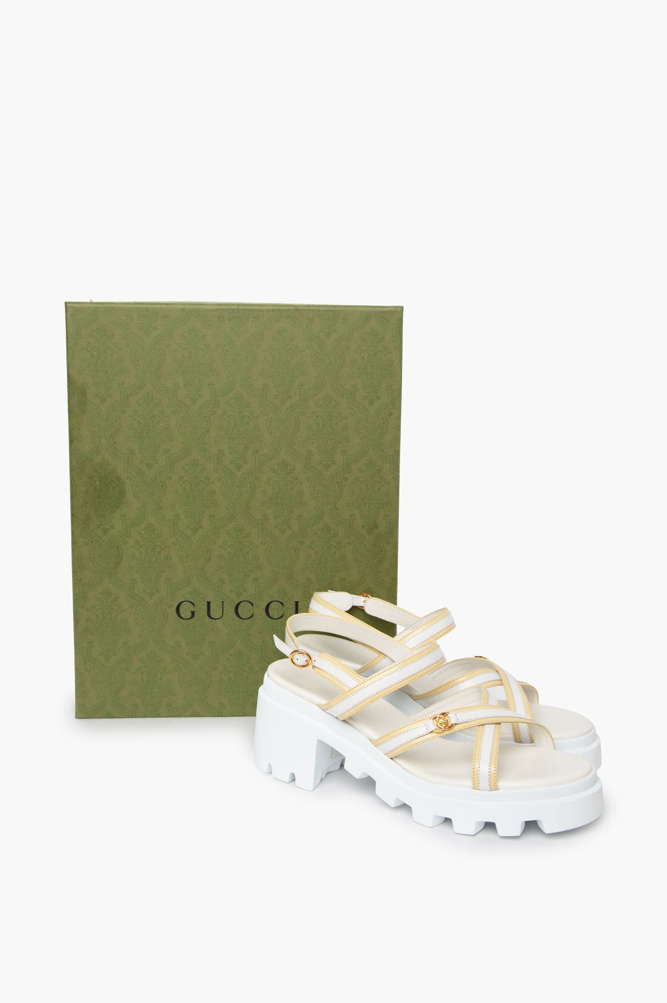 Gucci White GG Interlocking Sandals Size 40