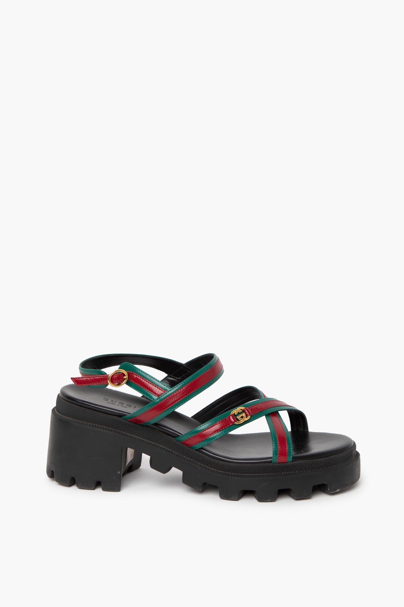 Gucci Green/Red GG Interlocking Sandals Size 40