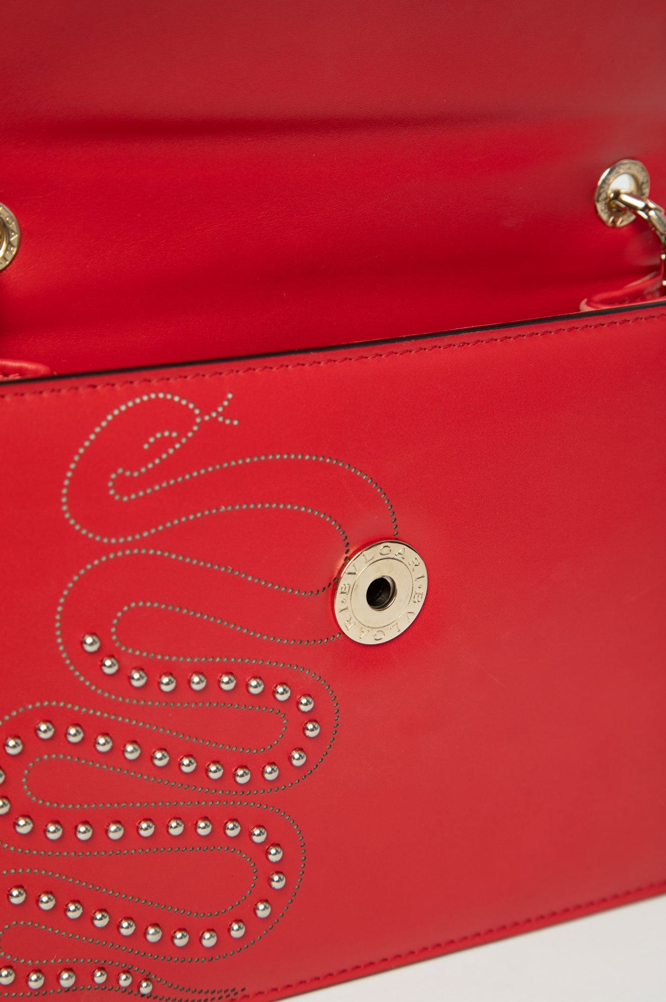 Bvlgari Serpenti Red Nappa Embellished Serpenti Forever Bag