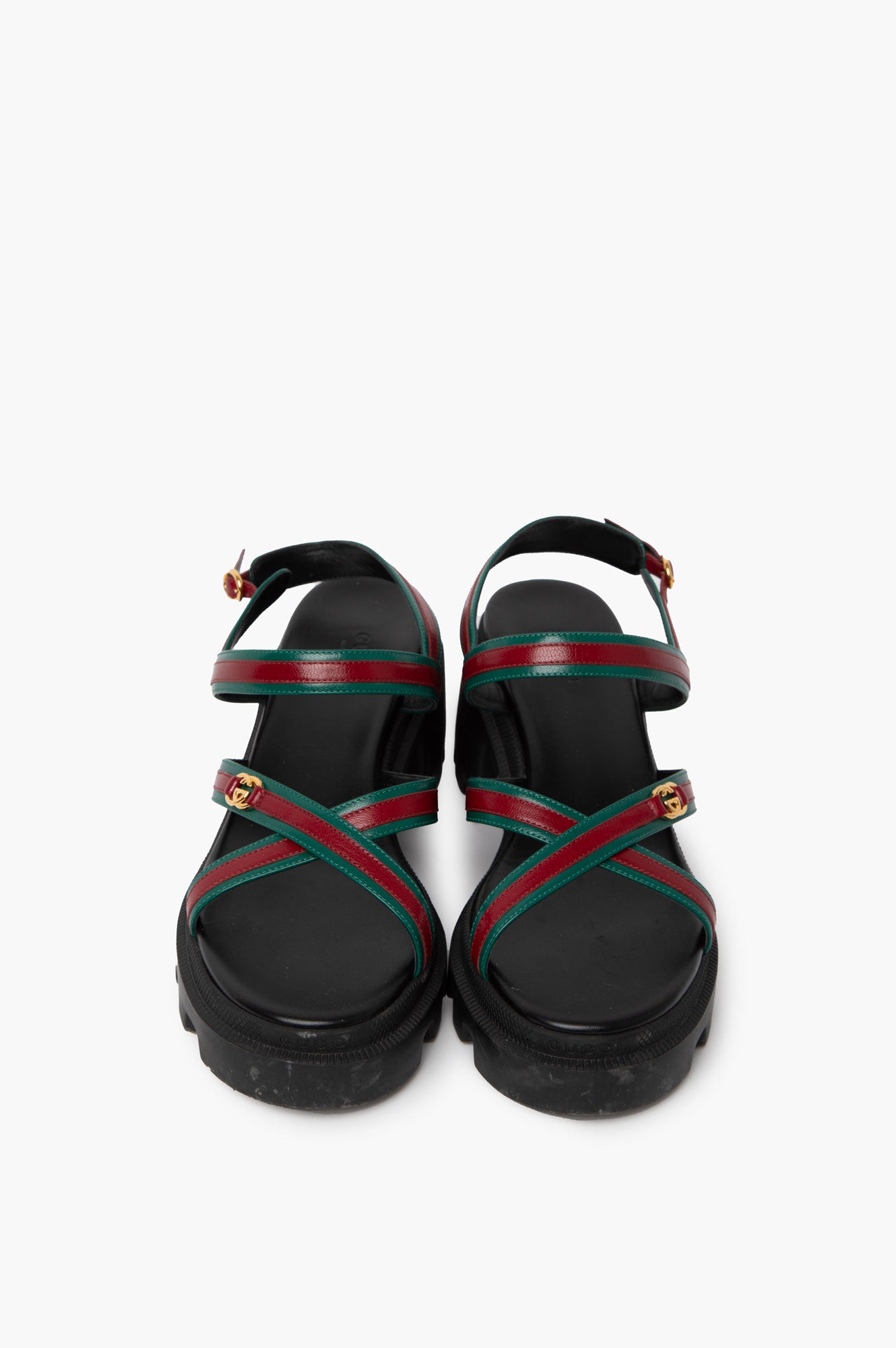 Gucci Green/Red GG Interlocking Sandals Size 40