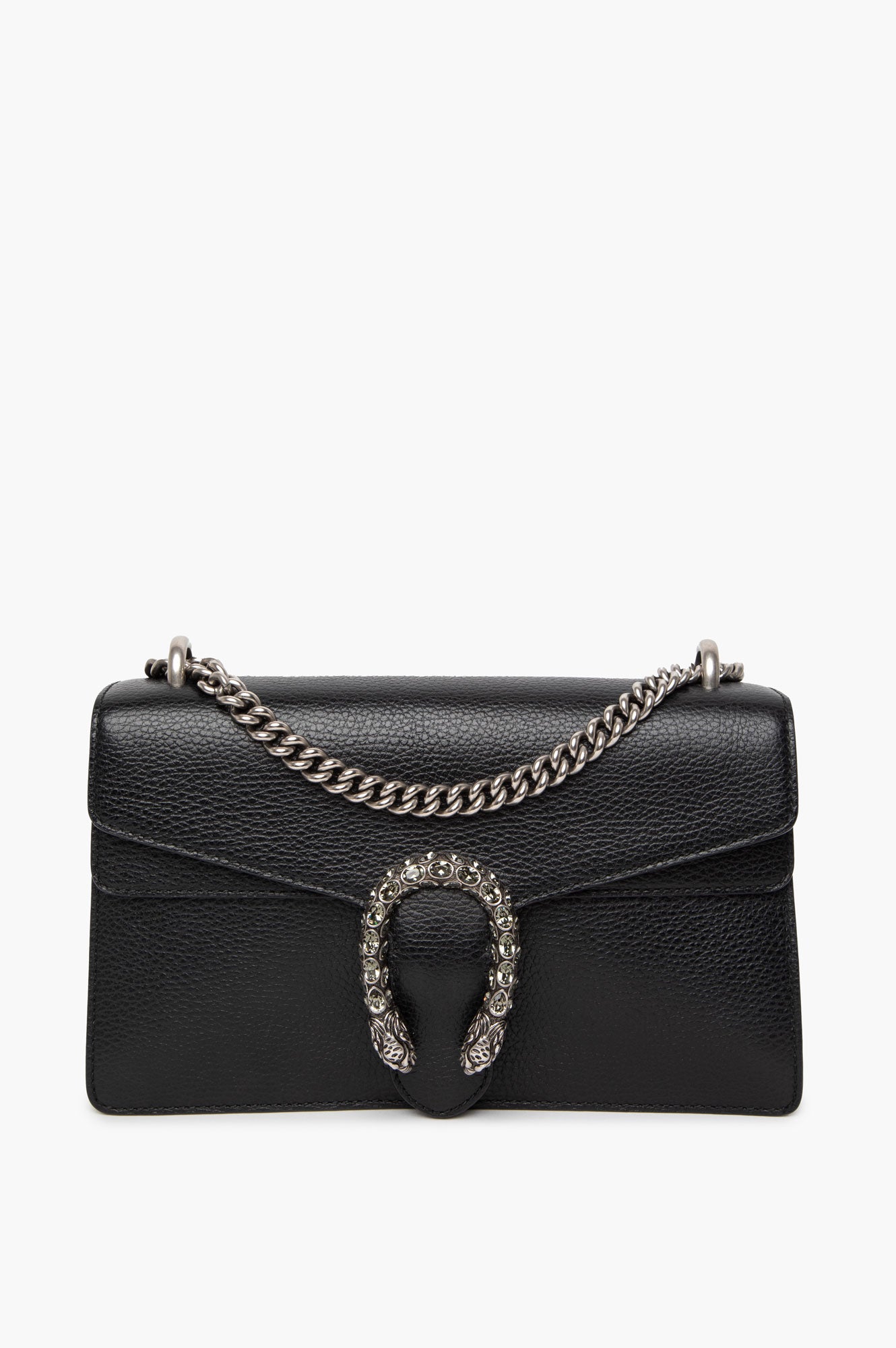 Gucci Medium Black Pebbled Leather Dionysus Shoulder Bag