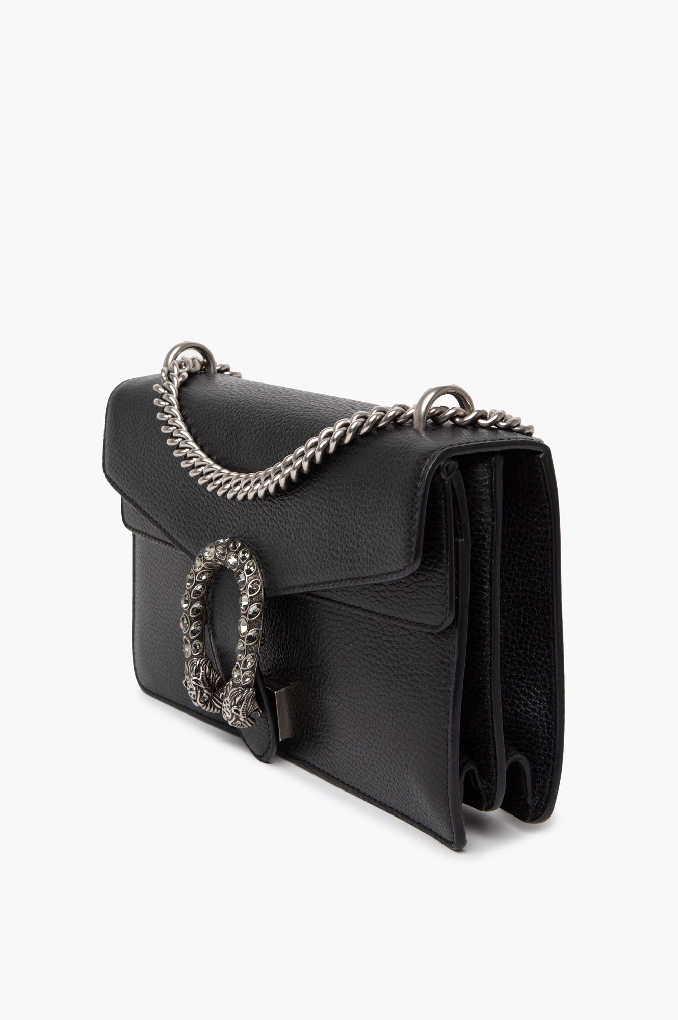 Gucci Medium Black Pebbled Leather Dionysus Shoulder Bag