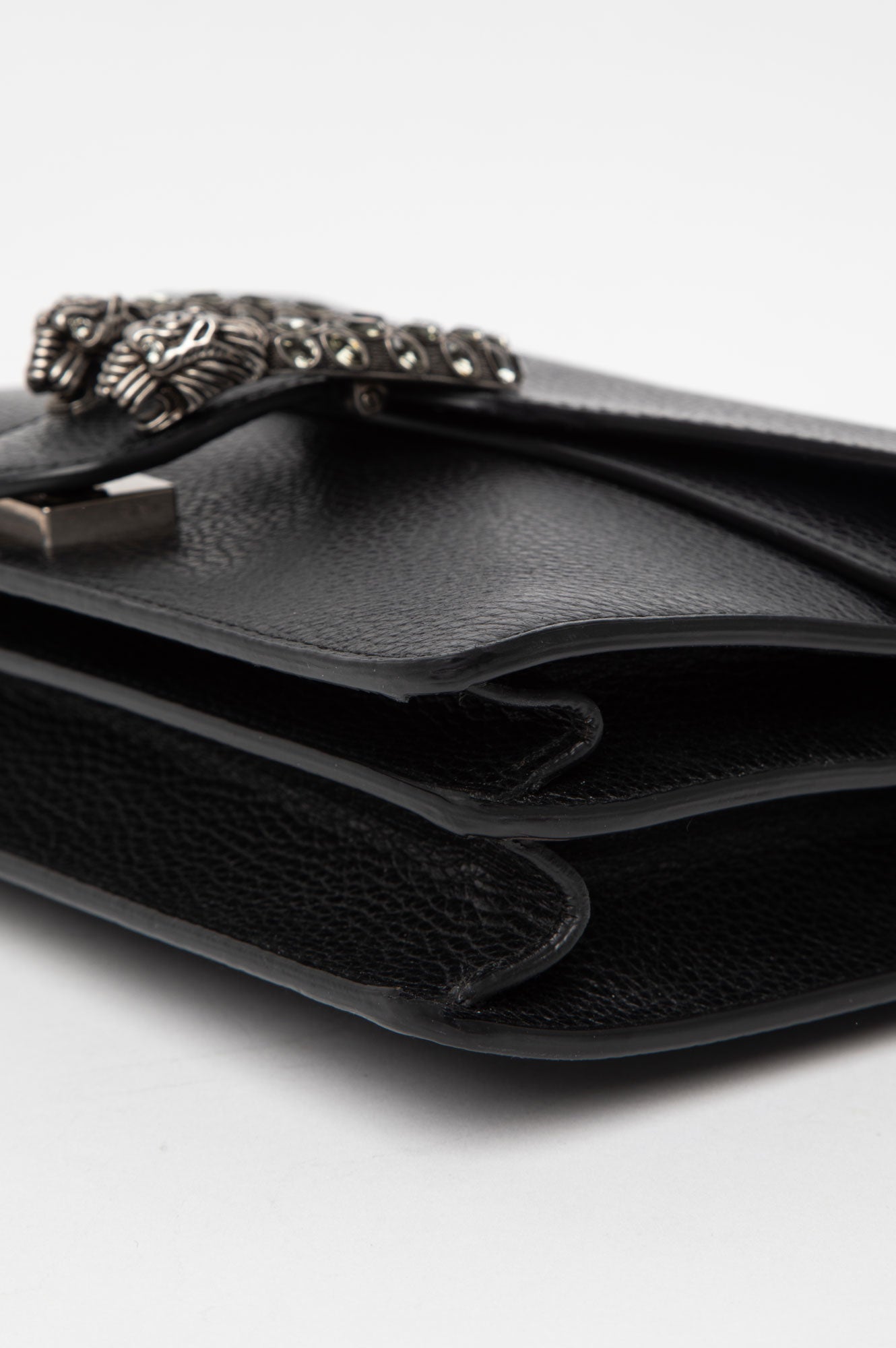 Gucci Medium Black Pebbled Leather Dionysus Shoulder Bag