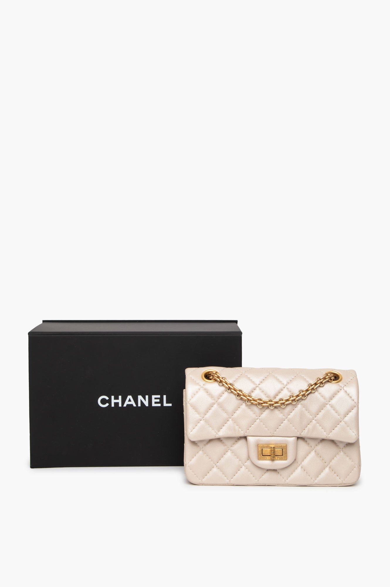 Chanel Beige Pearl Lambskin Mini 2.55 Reissue Flap Bag