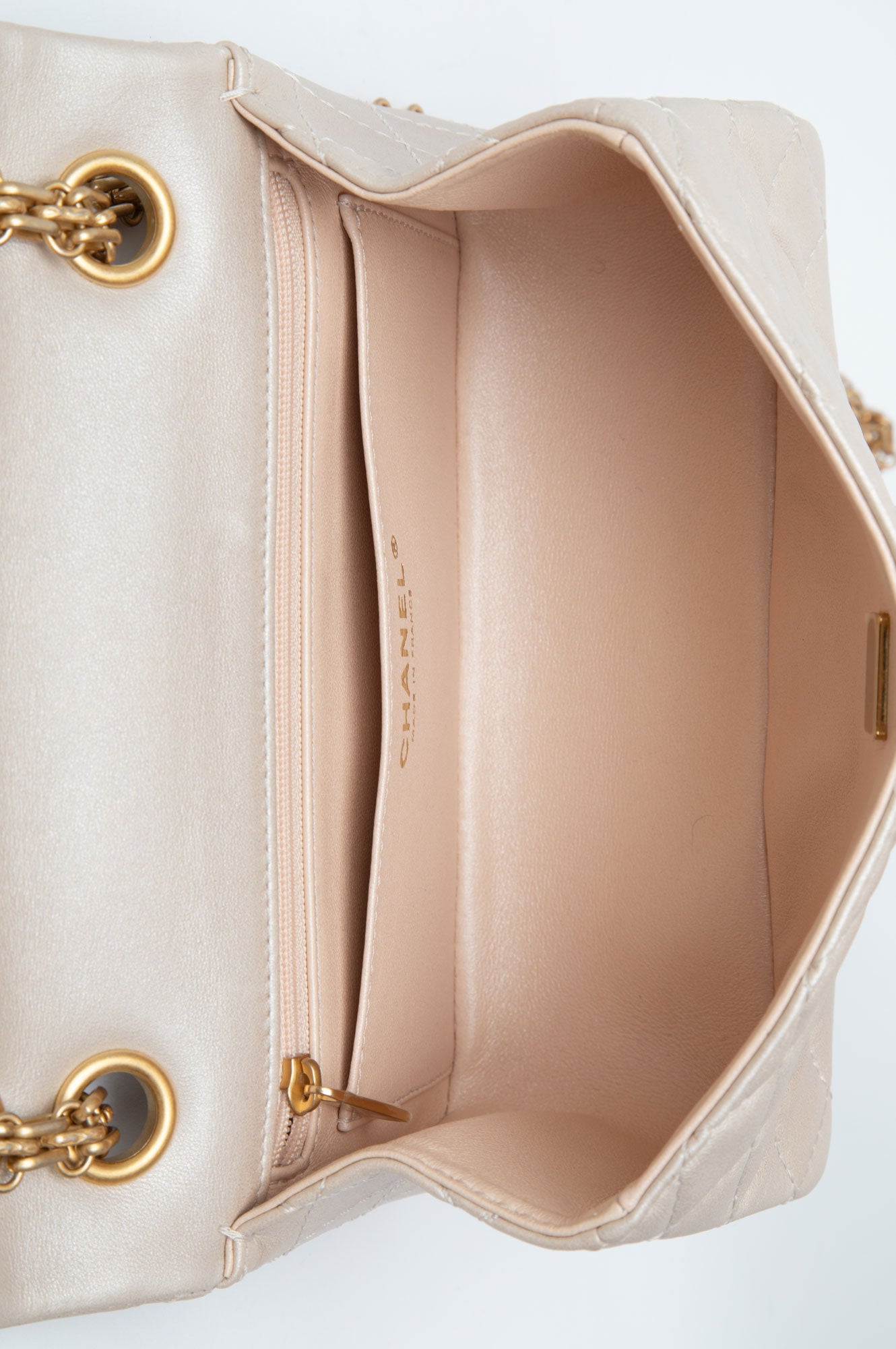 Chanel Beige Pearl Lambskin Mini 2.55 Reissue Flap Bag