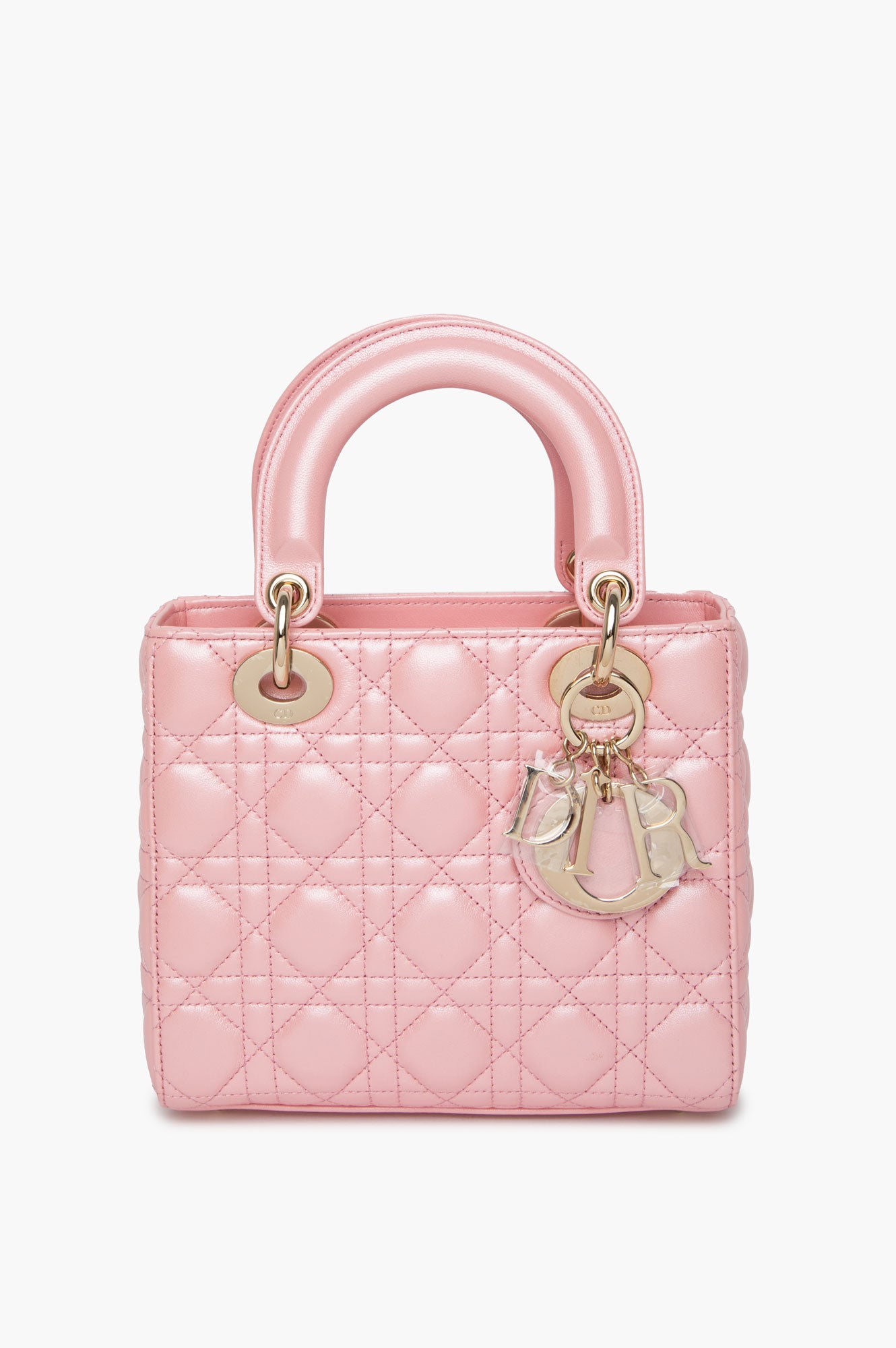 Christian Dior Small Melocoton Pearl Pink Cannage Lady Dior