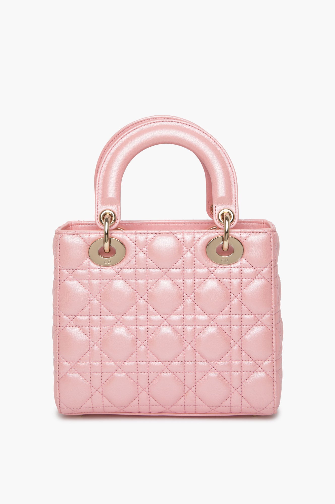 Christian Dior Small Melocoton Pearl Pink Cannage Lady Dior