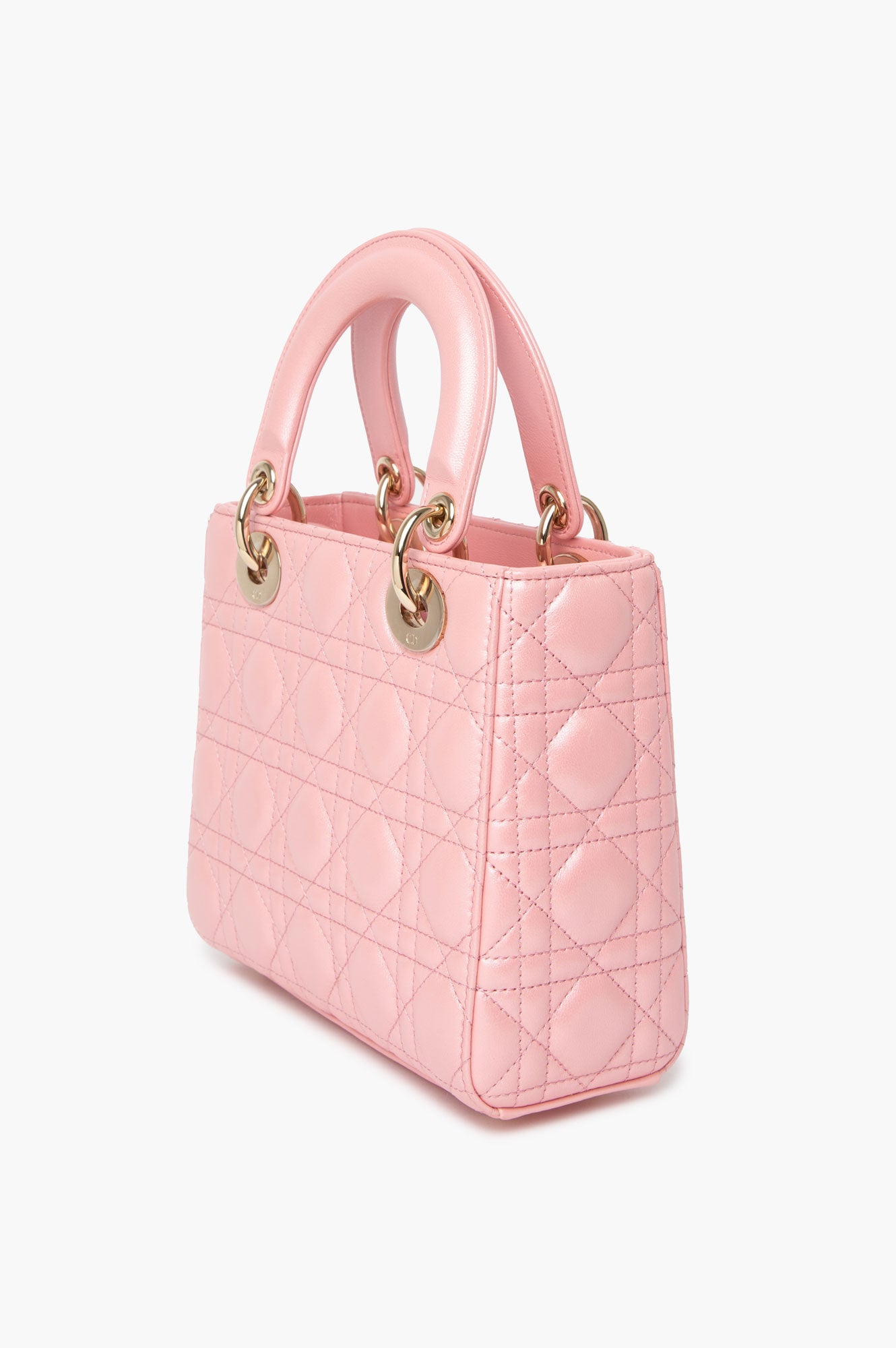 Christian Dior Small Melocoton Pearl Pink Cannage Lady Dior