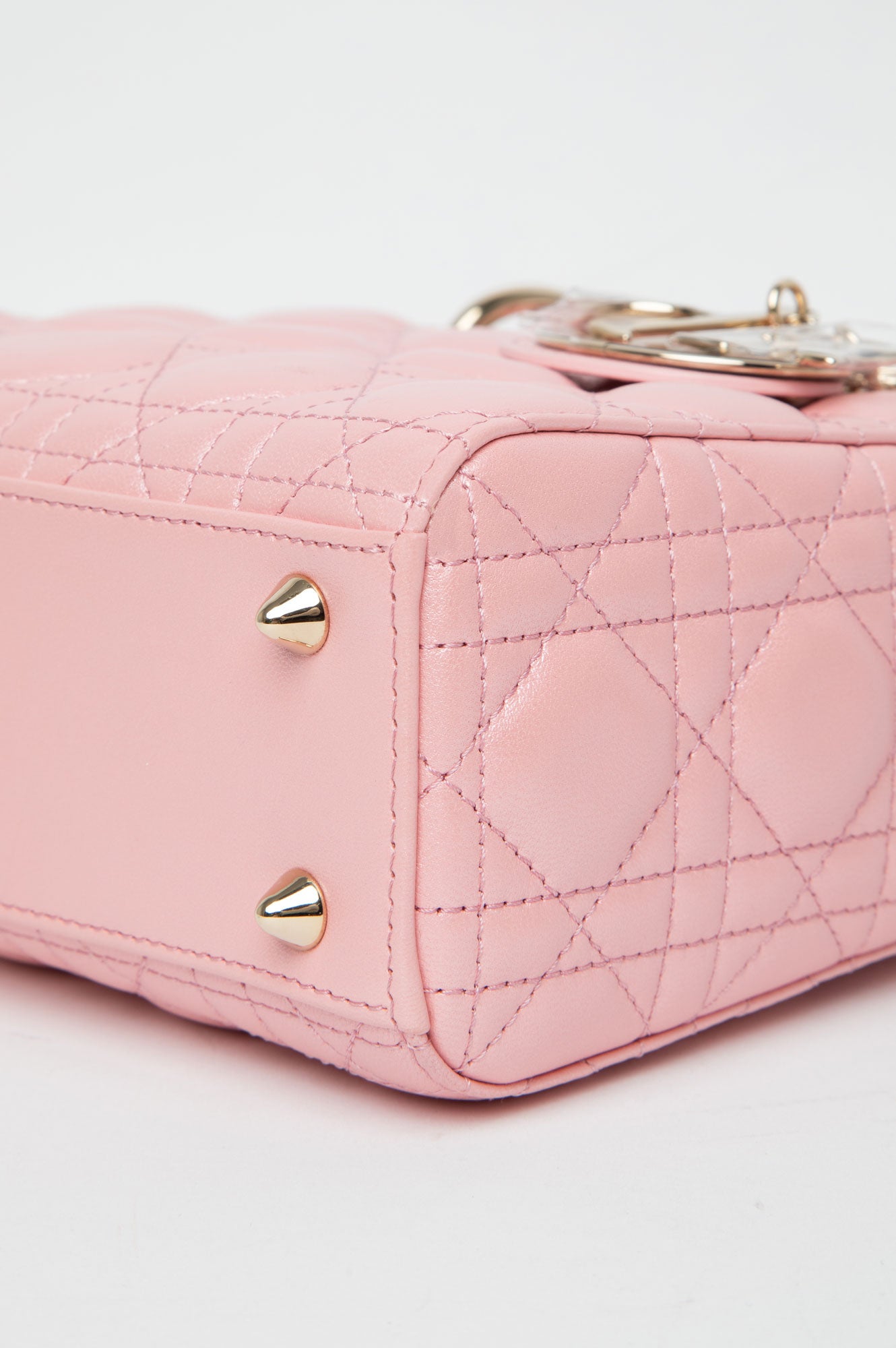 Christian Dior Small Melocoton Pearl Pink Cannage Lady Dior