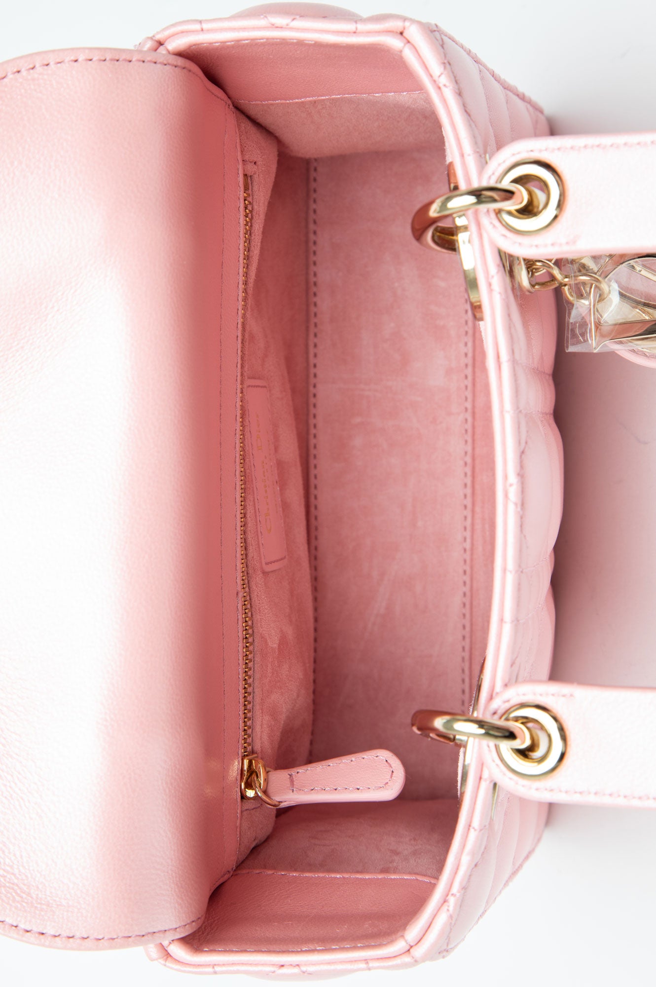 Christian Dior Small Melocoton Pearl Pink Cannage Lady Dior