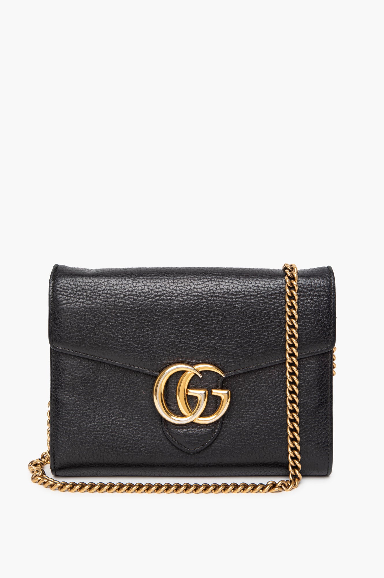 Gucci Black GG Marmont Chain Wallet