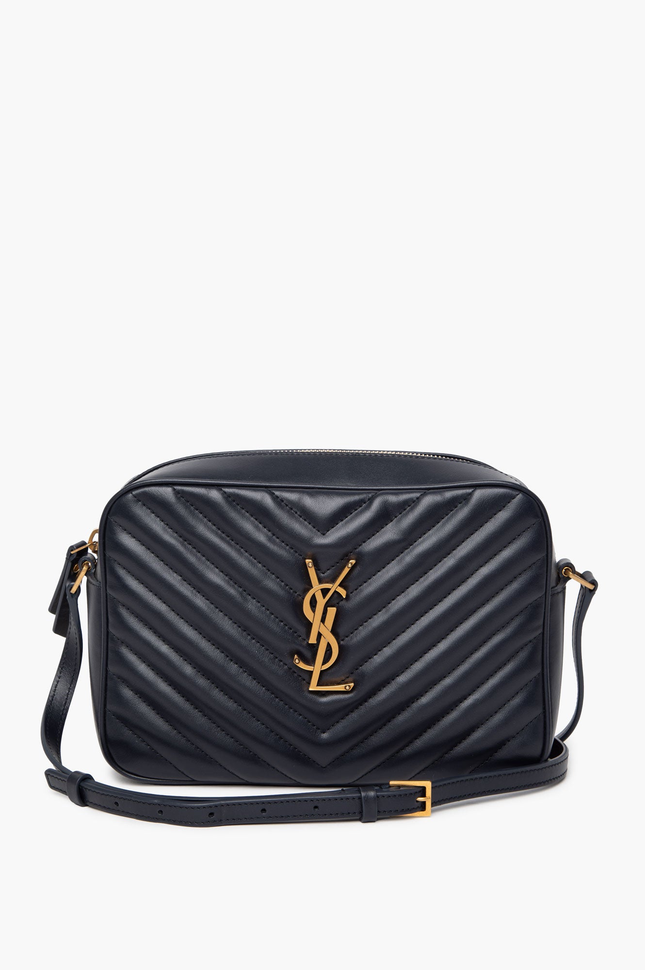 Saint Laurent Navy Quilted Leather Lou Camera Crossbody Bag
