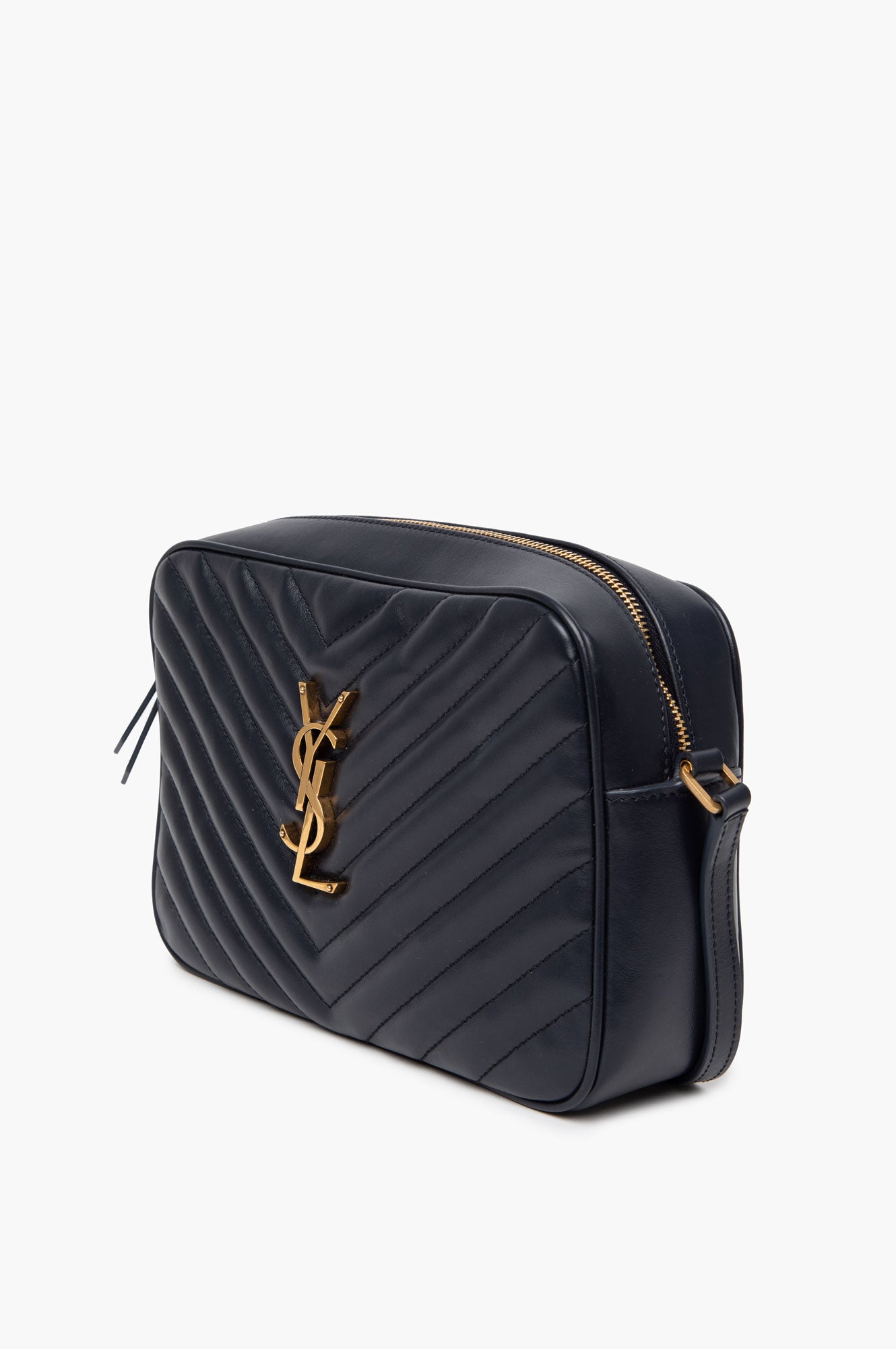 Saint Laurent Navy Quilted Leather Lou Camera Crossbody Bag