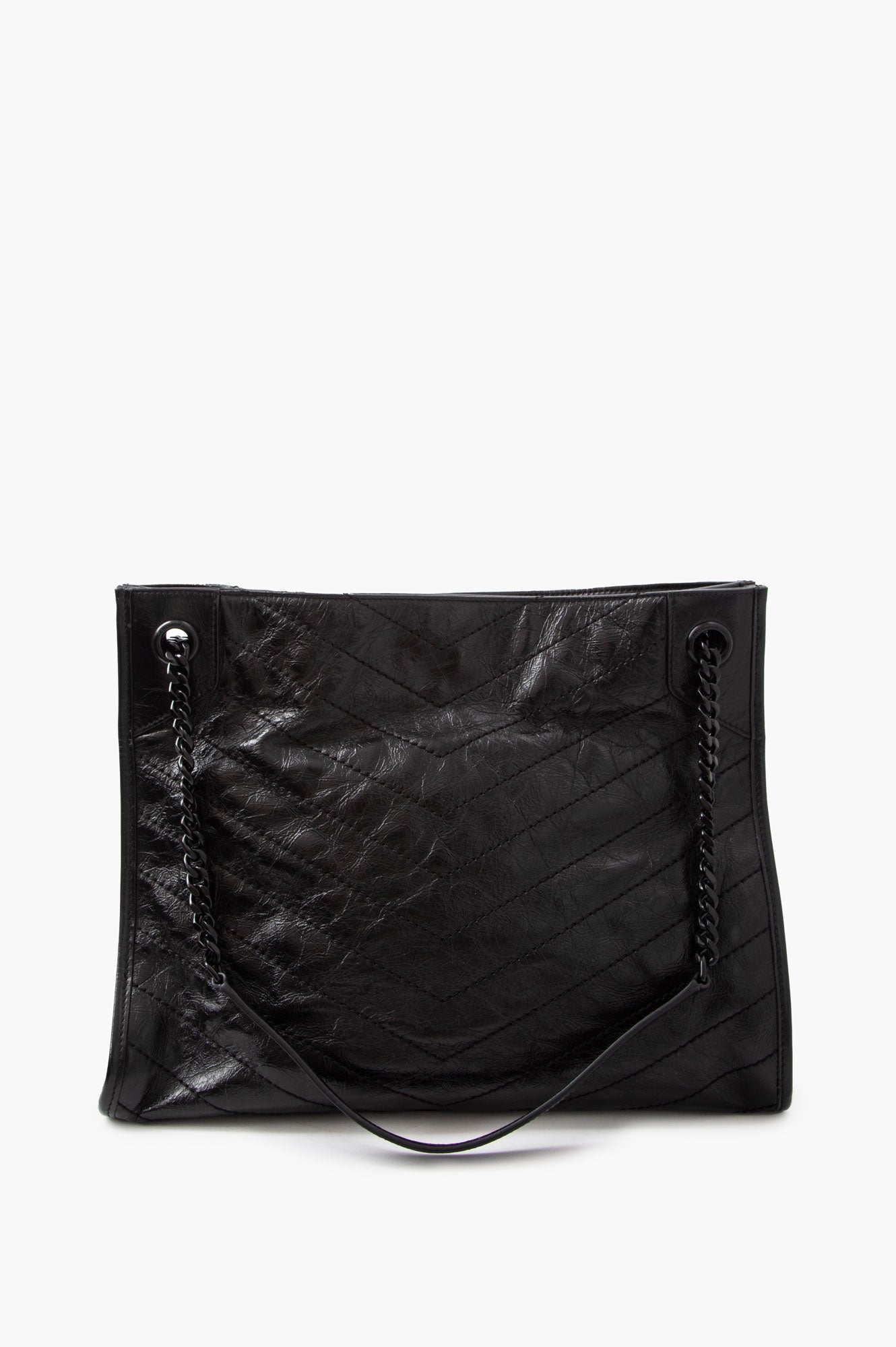 Saint Laurent Black Crinkled Vintage Leather Niki Shopping Tote Bag