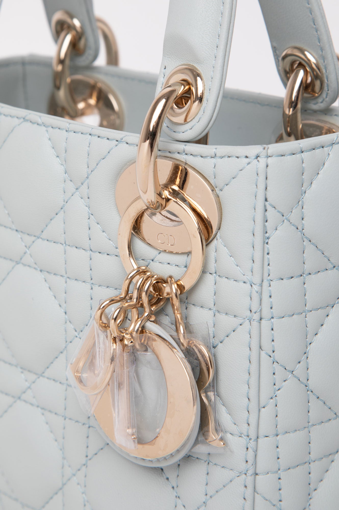 Christian Dior Mini Placid Blue Cannage Lady Dior