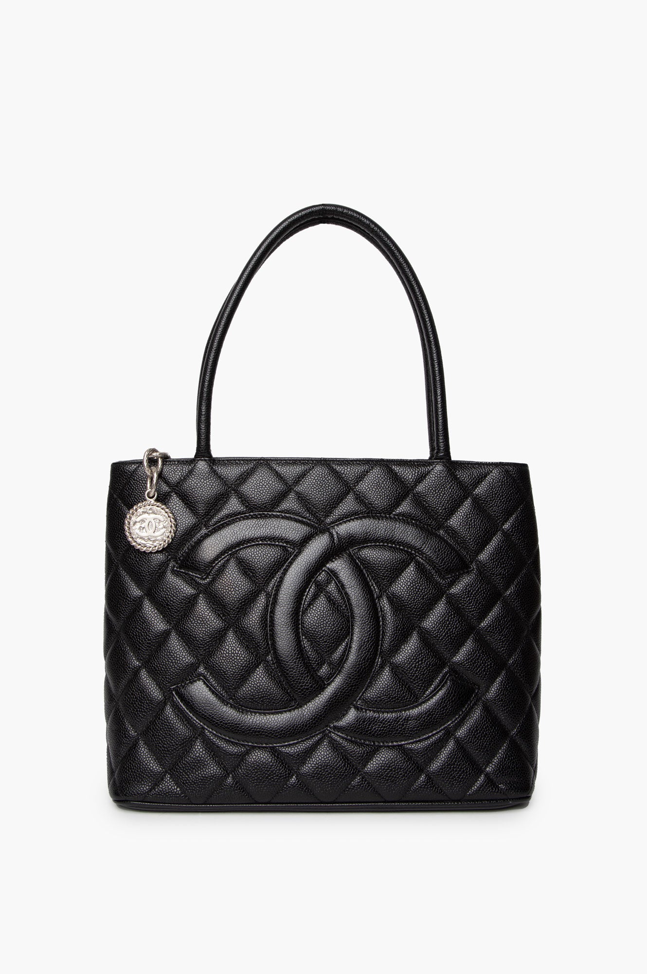 Chanel Black Medallion Caviar Leather Tote