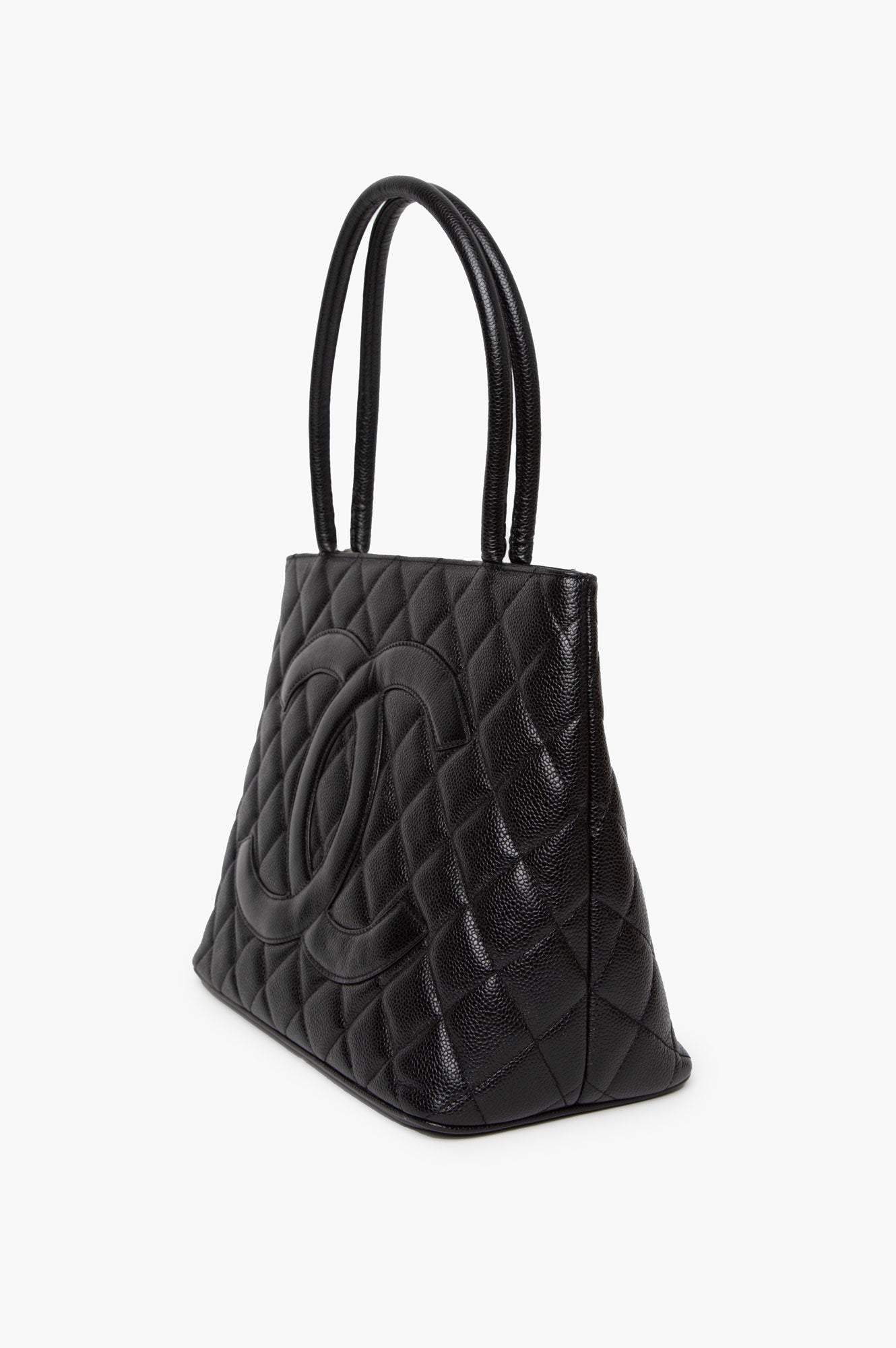 Chanel Black Medallion Caviar Leather Tote