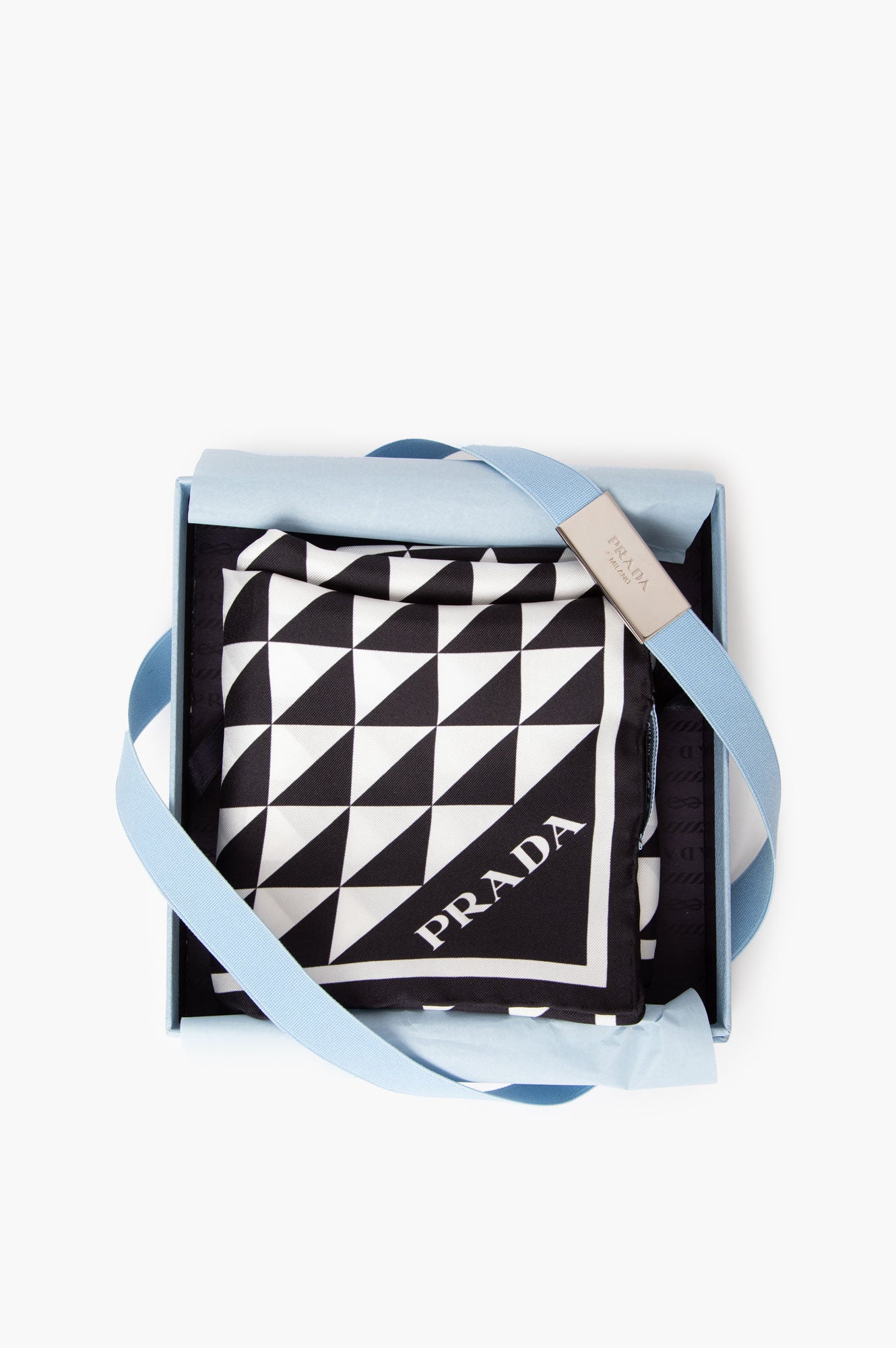 Prada Black/White Silk Scarf 45cm