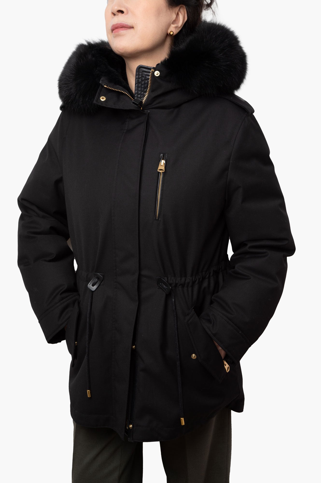 Mackage Black Fur Hood Down Jacket Size M