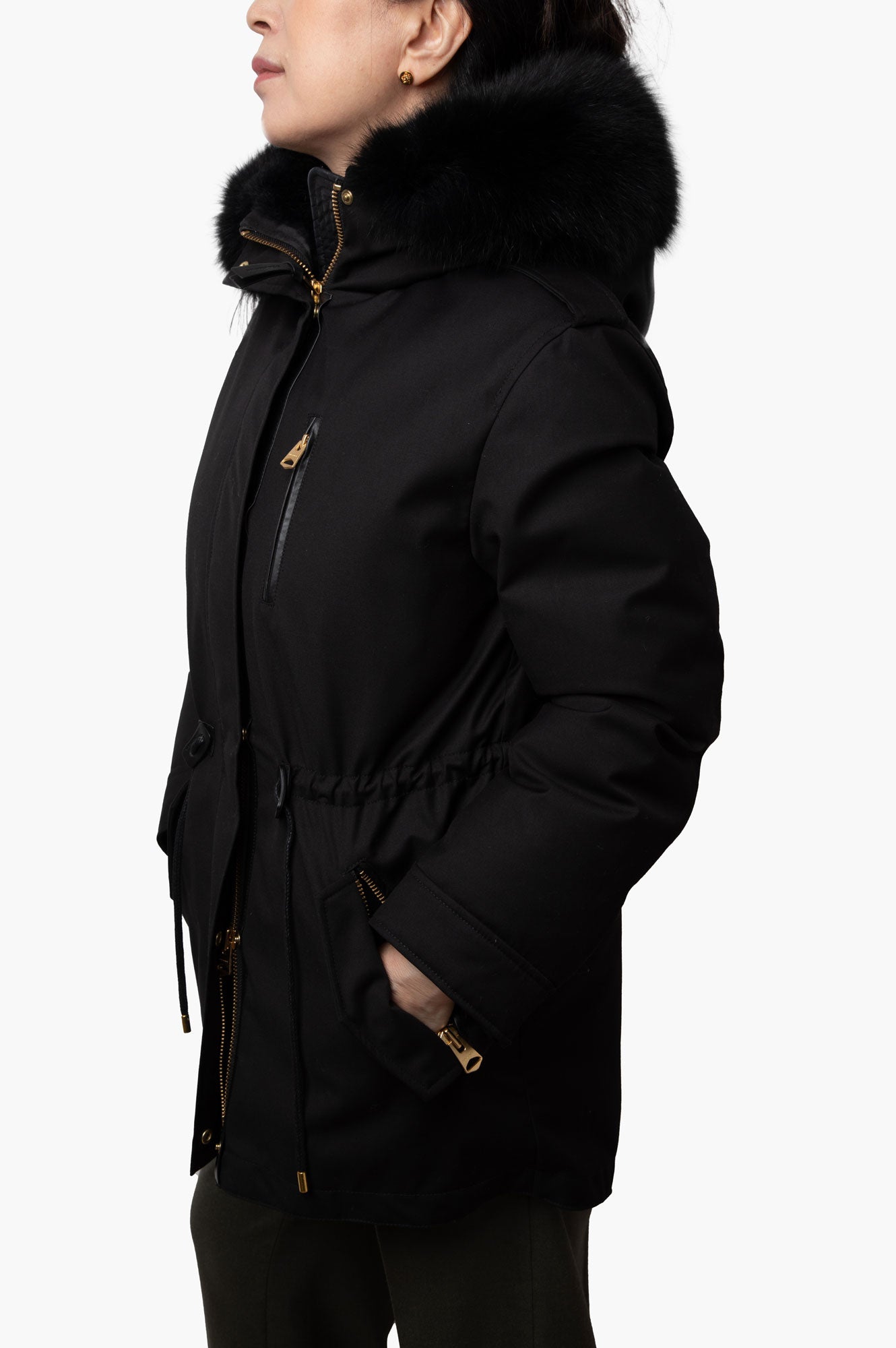 Mackage Black Fur Hood Down Jacket Size M
