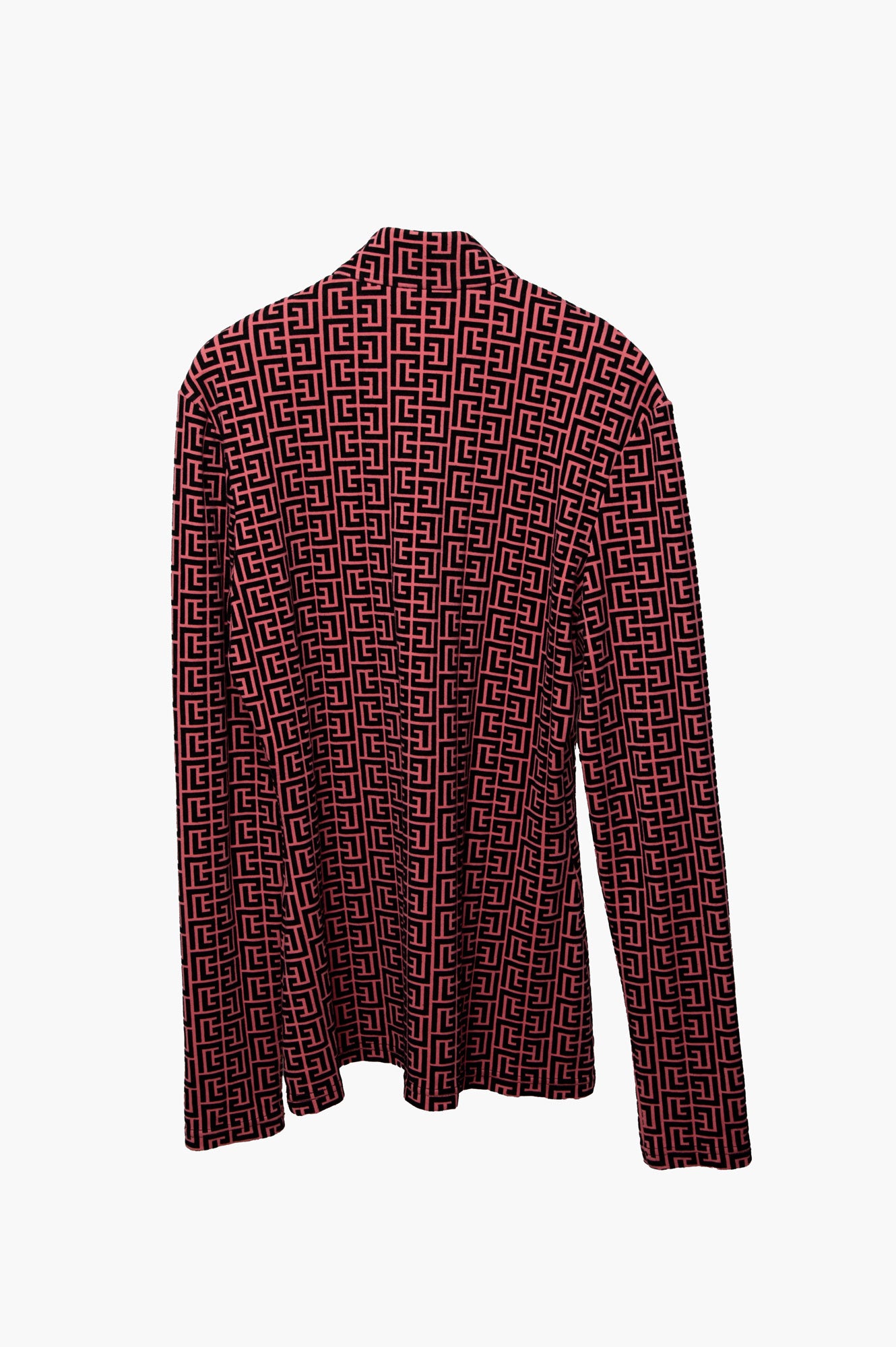 Balmain Red Logo Jacquard Knit Top Size 46