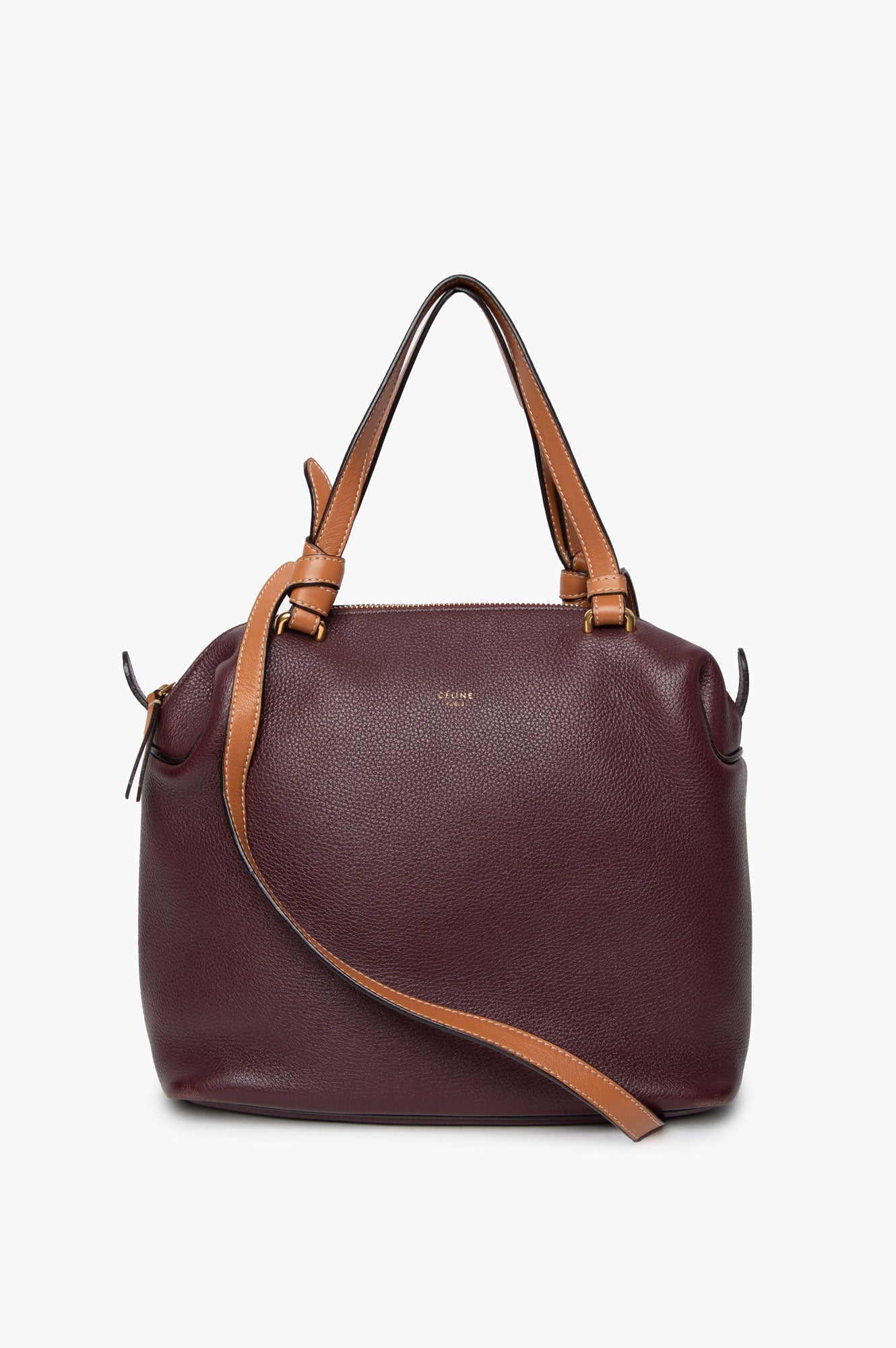 Celine Cube Satchel Burgundy Tote
