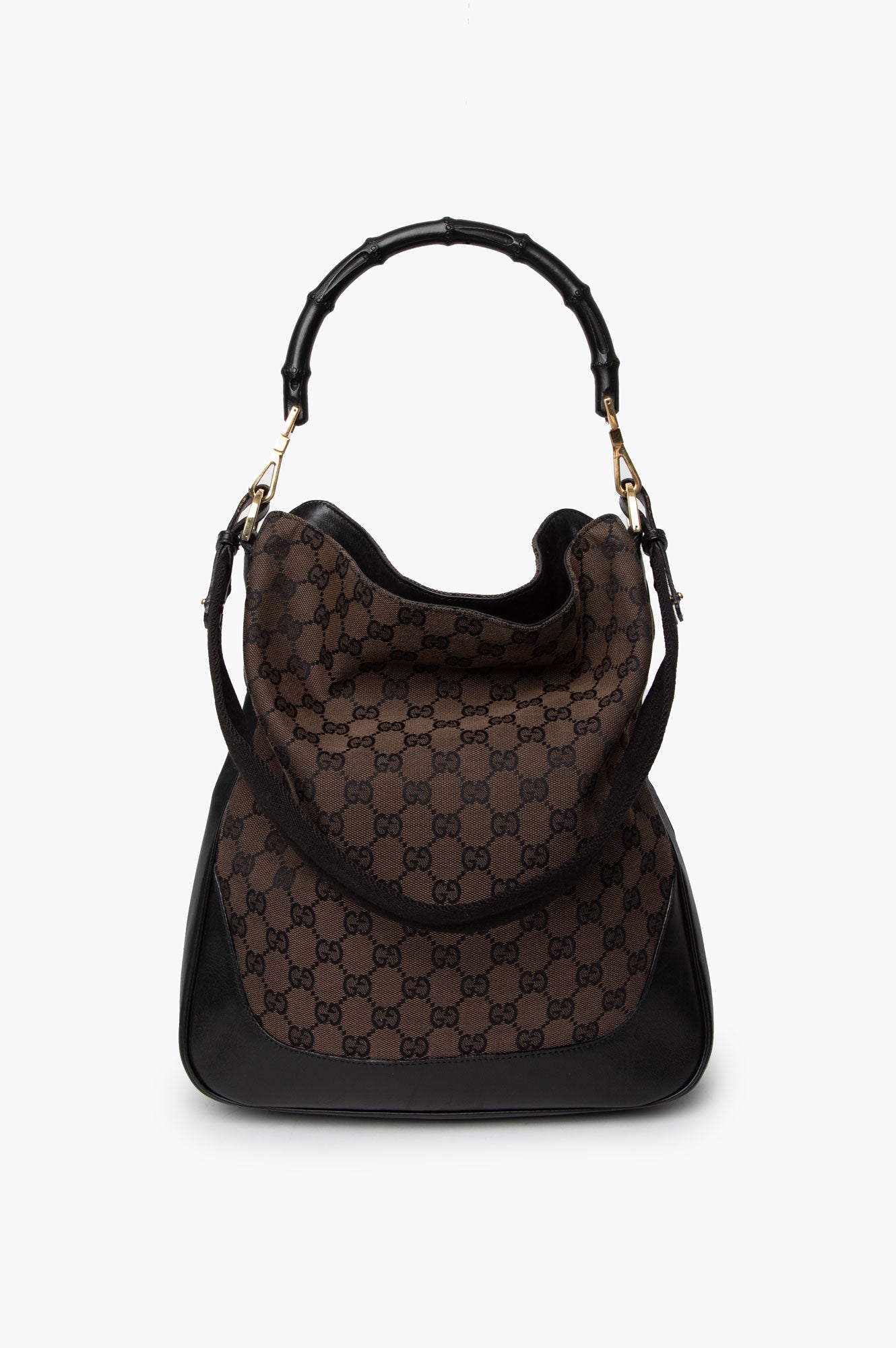 Gucci Brown Bamboo GG Canvas Shoulder Bag