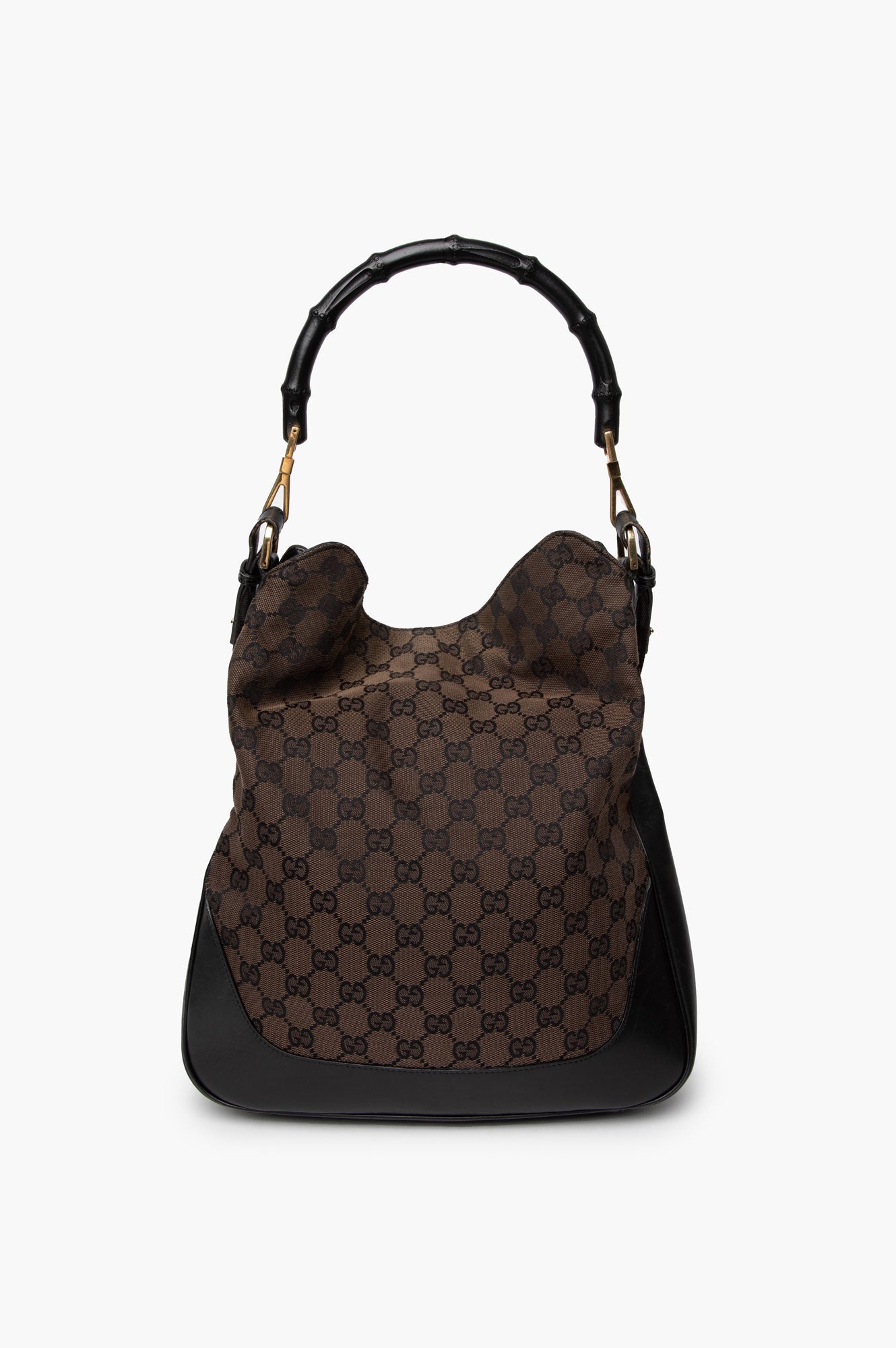 Gucci Brown Bamboo GG Canvas Shoulder Bag