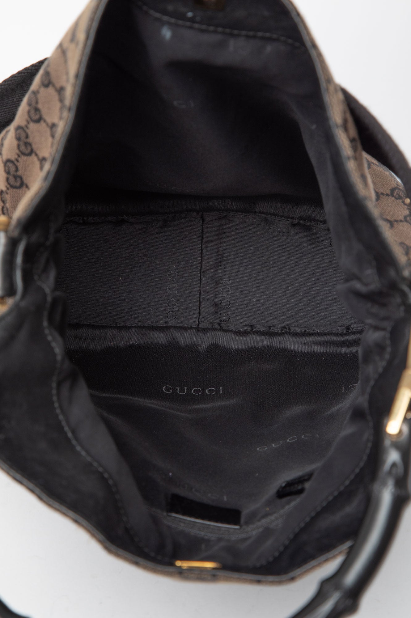 Gucci Brown Bamboo GG Canvas Shoulder Bag
