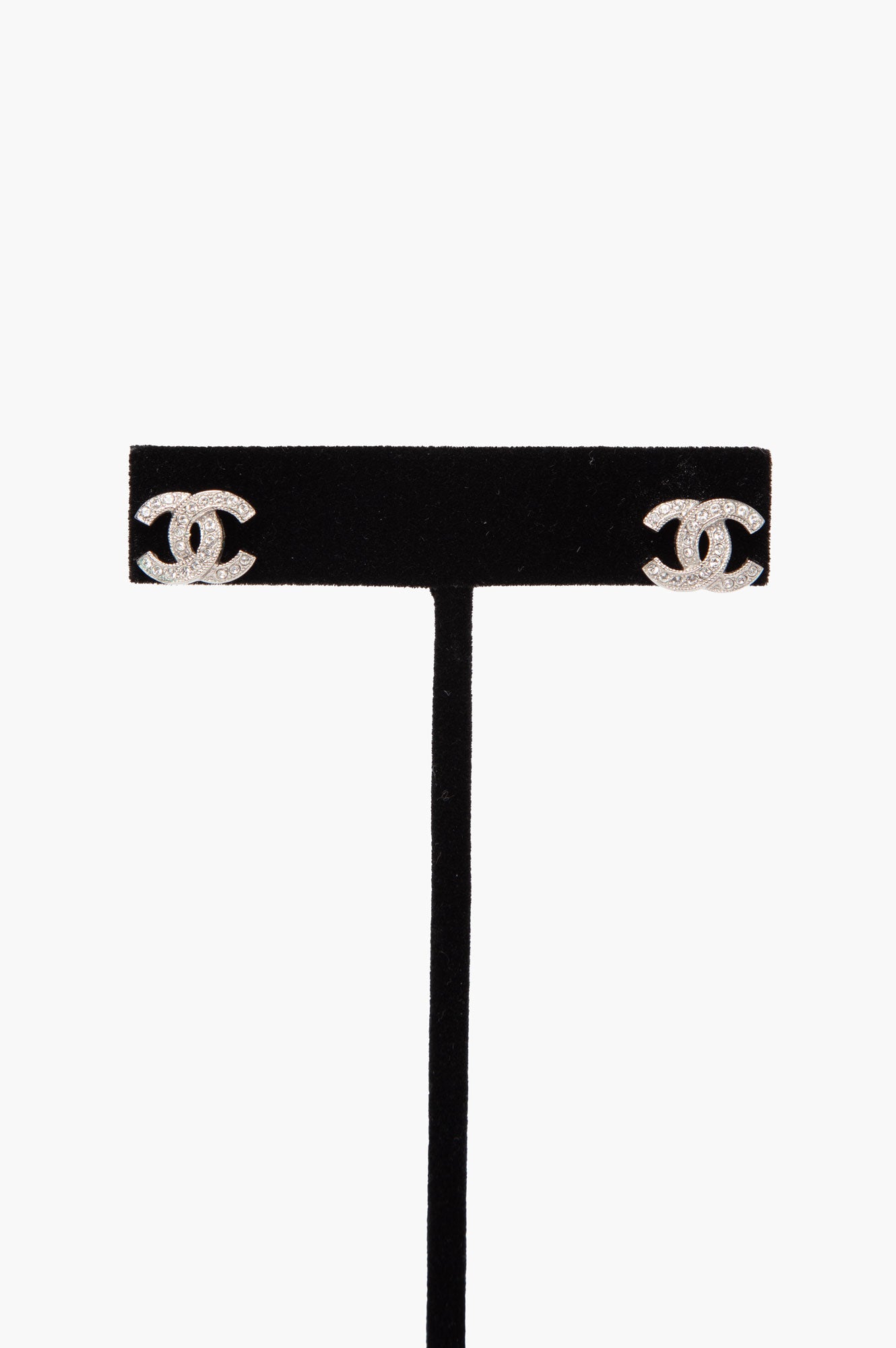 Chanel CC Crystal Stud Earrings