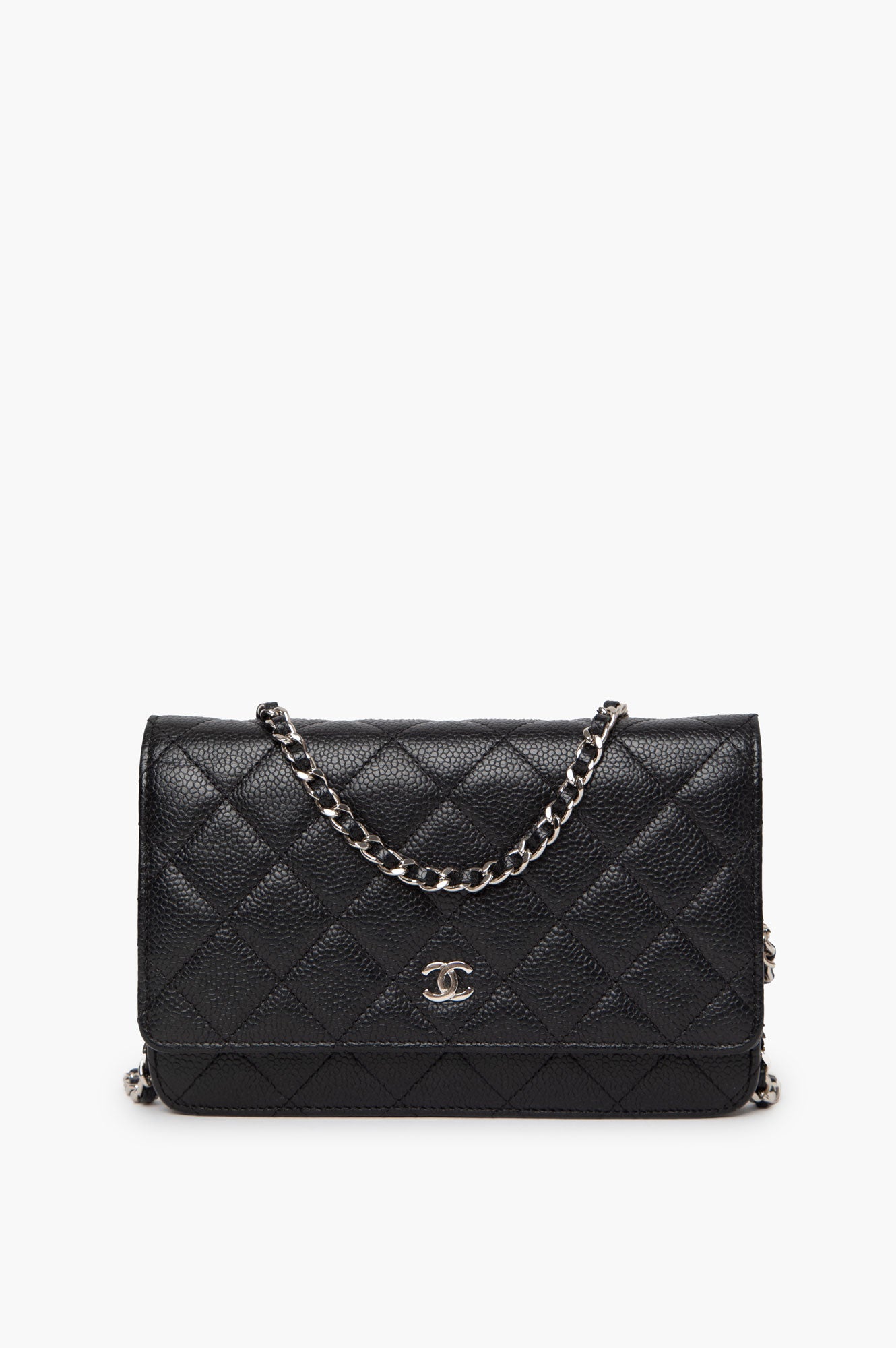 Chanel 2017 Black Caviar Leather Wallet On Chain Bag