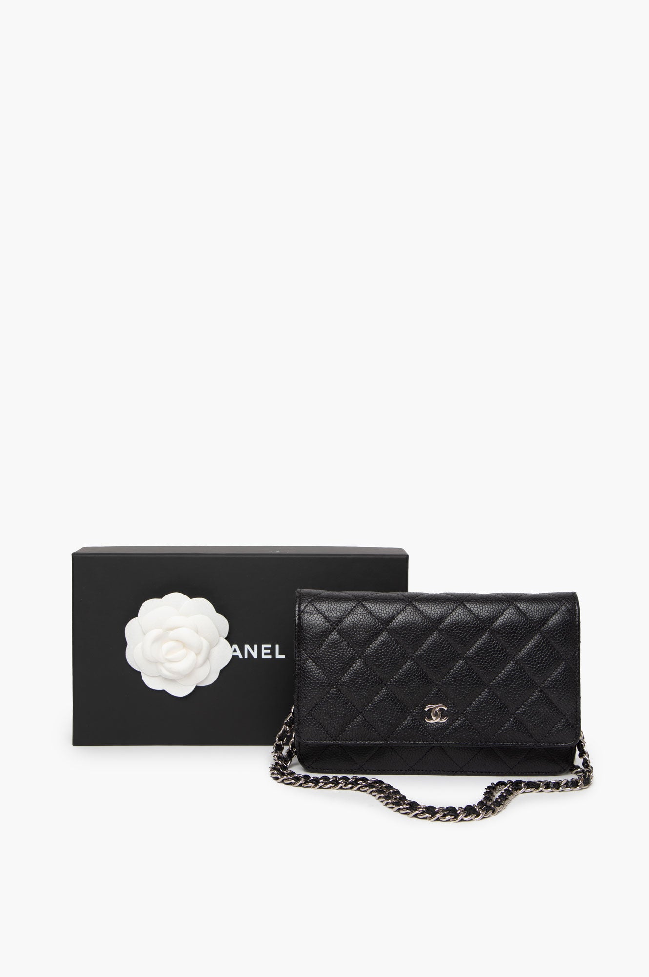 Chanel 2017 Black Caviar Leather Wallet On Chain Bag