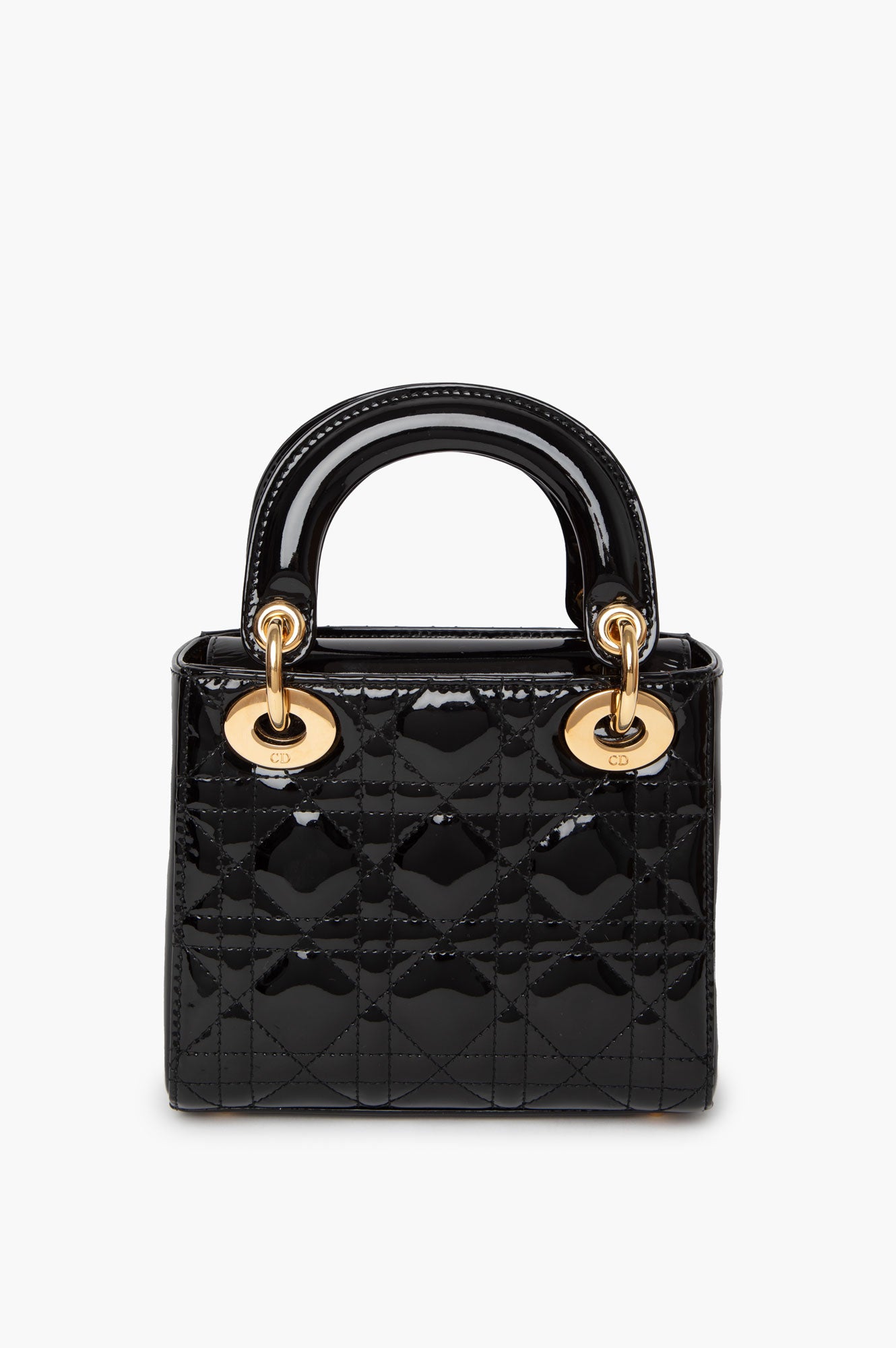 Christian Dior Black Lady Dior Mini Patent Bag